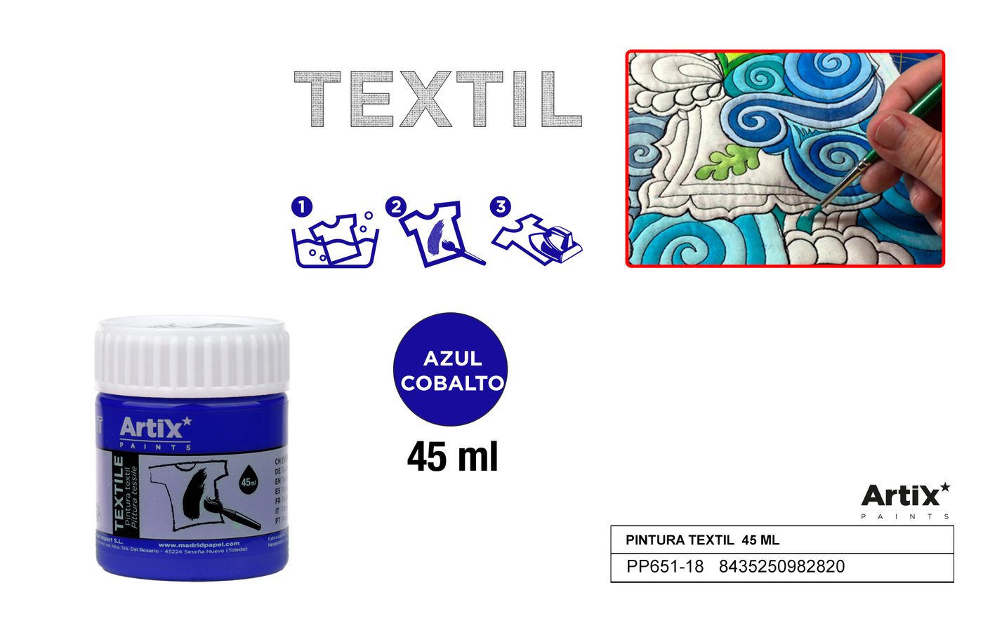 Farby do tkanin 45ml ciemnoniebieska ARTIX