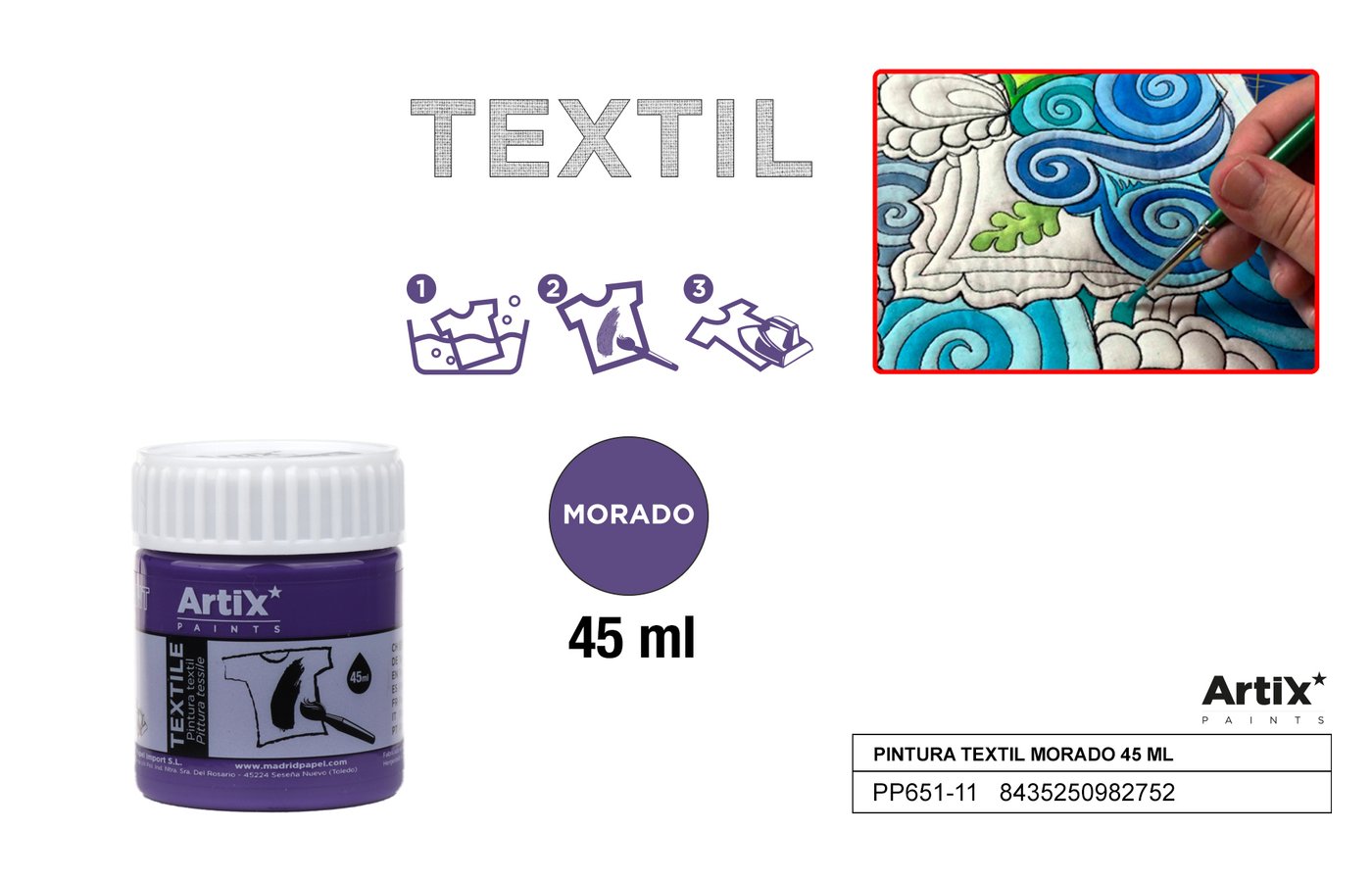 Farby do tkanin 45ml fioletowa ARTIX