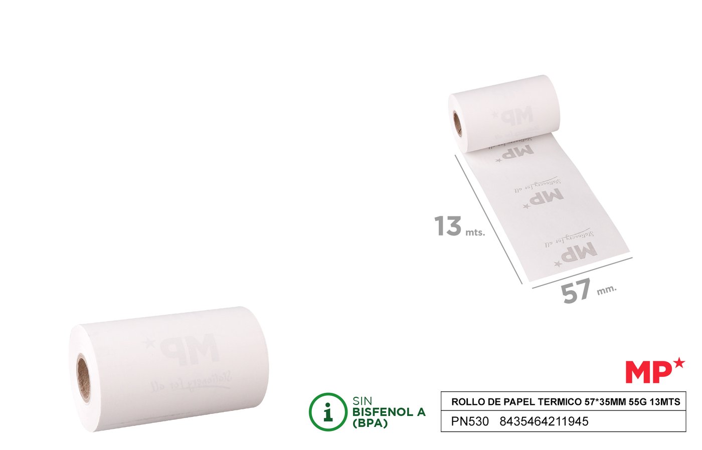 Papier do kas fiskalnych 57*35MM 55G 13MTS