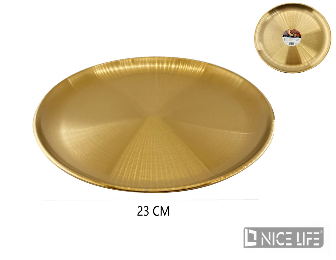 Talerz ze stali nierdzewnej 23 cm złoty