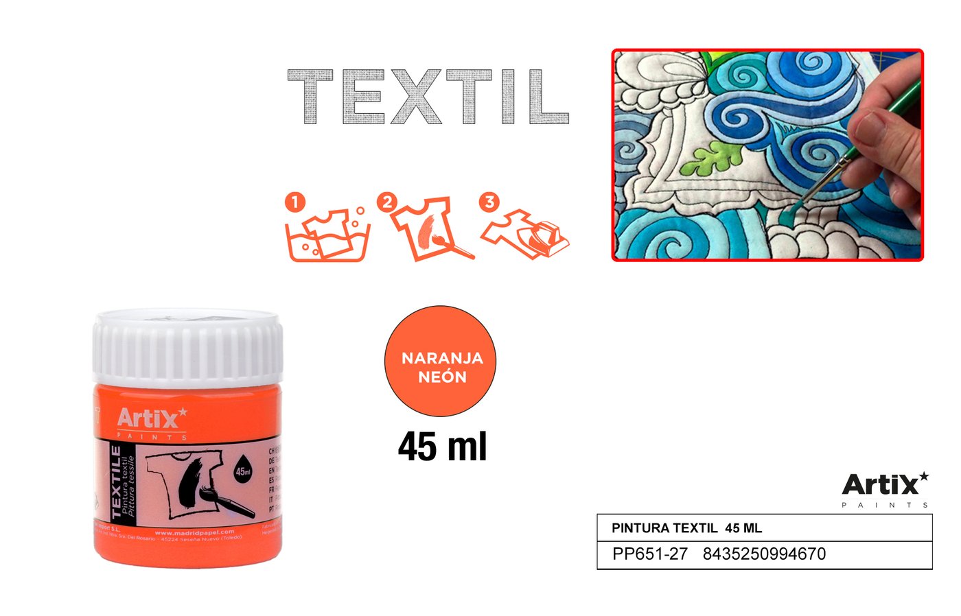 Farby do tkanin 45ml pomarańczowa Fluorescencyjna