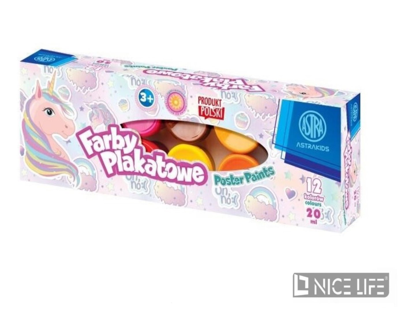 Farby plakatowe 12kol. 20ml jednorożec