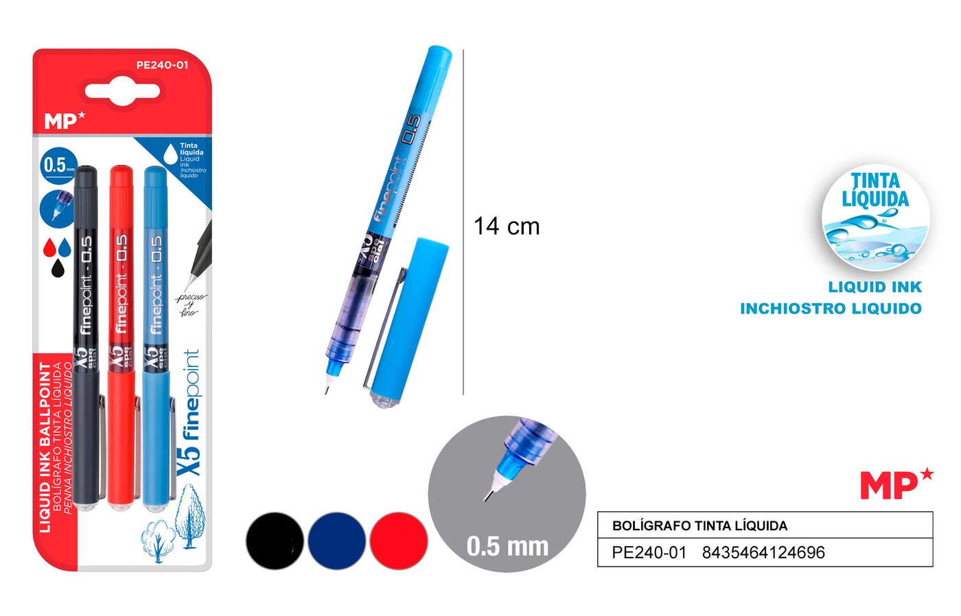 Cienkopis 0.5MM 3 sztopakowanie