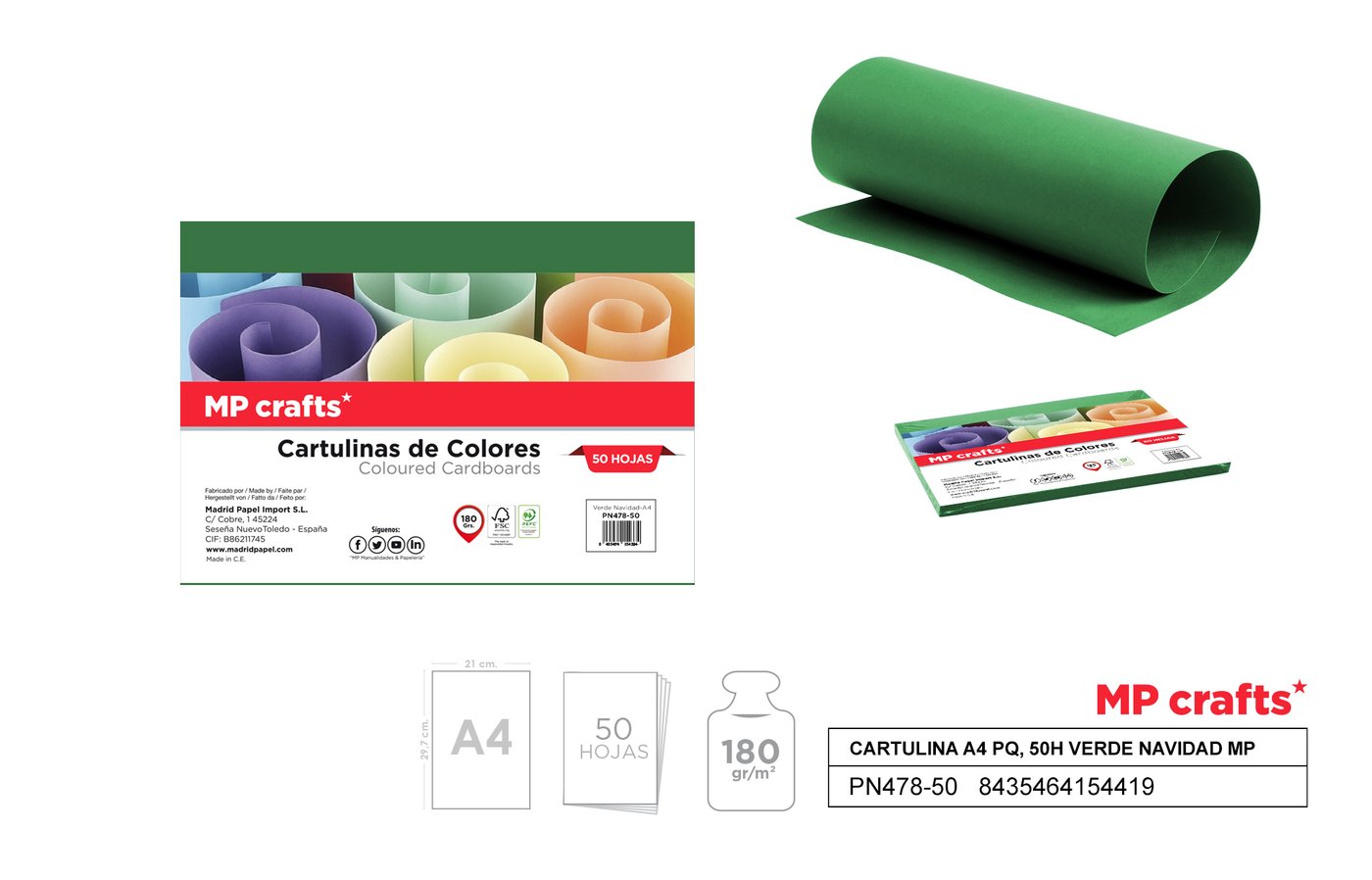 Papier techniczny zielony A4 50 ark.