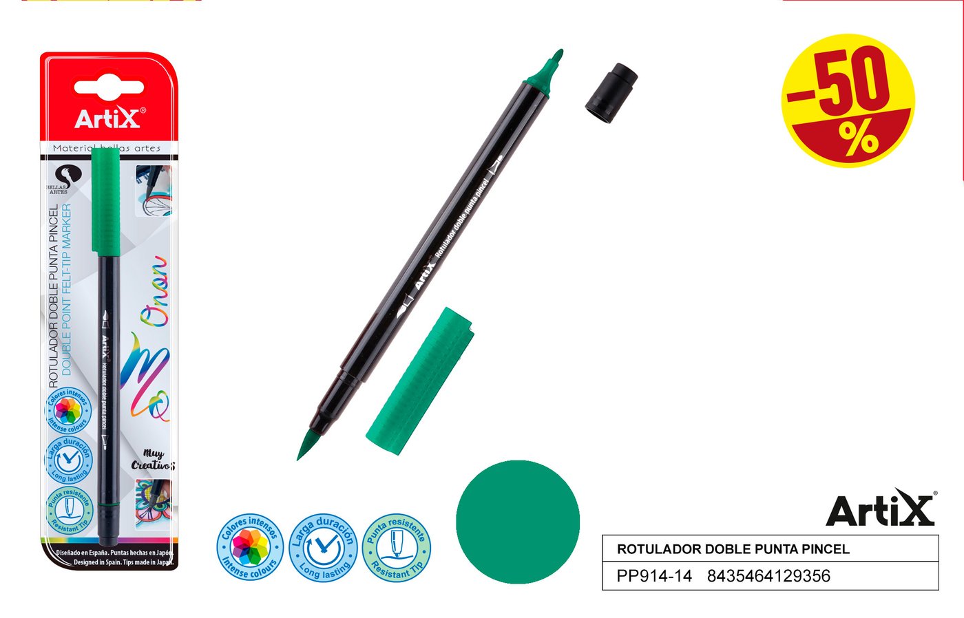 Marker dwustronny zielony