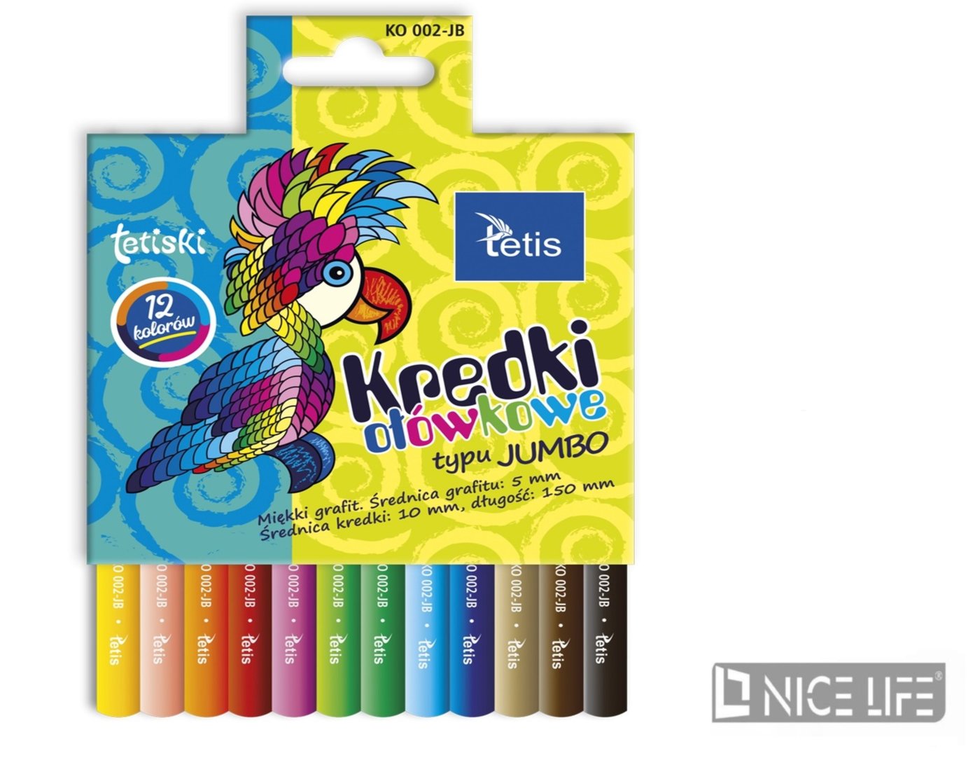 Kredki TETISKI okrągłe jumbo 12 kol.