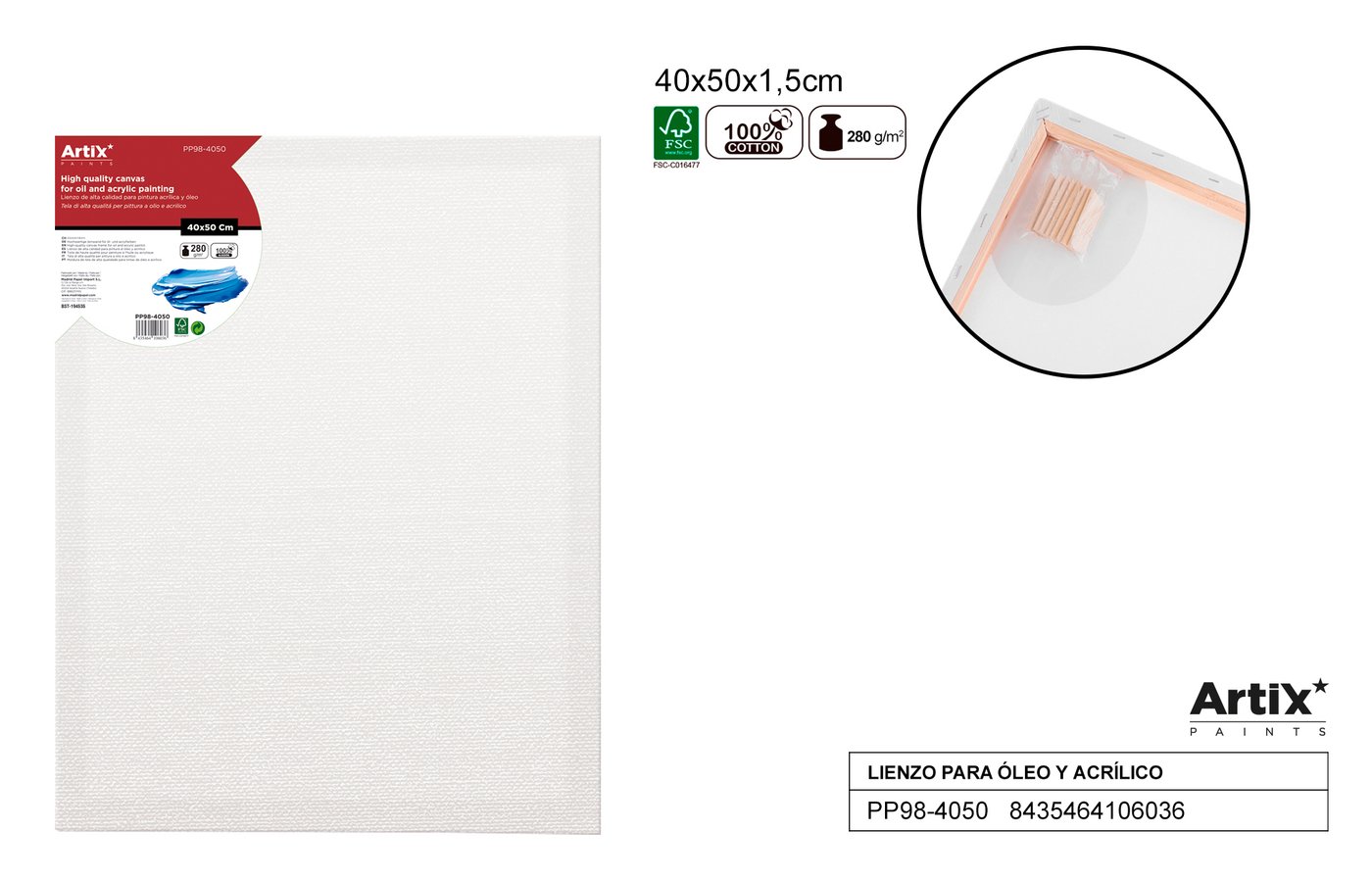 Podobrazie 40X50X1.5 CM 280G/m2