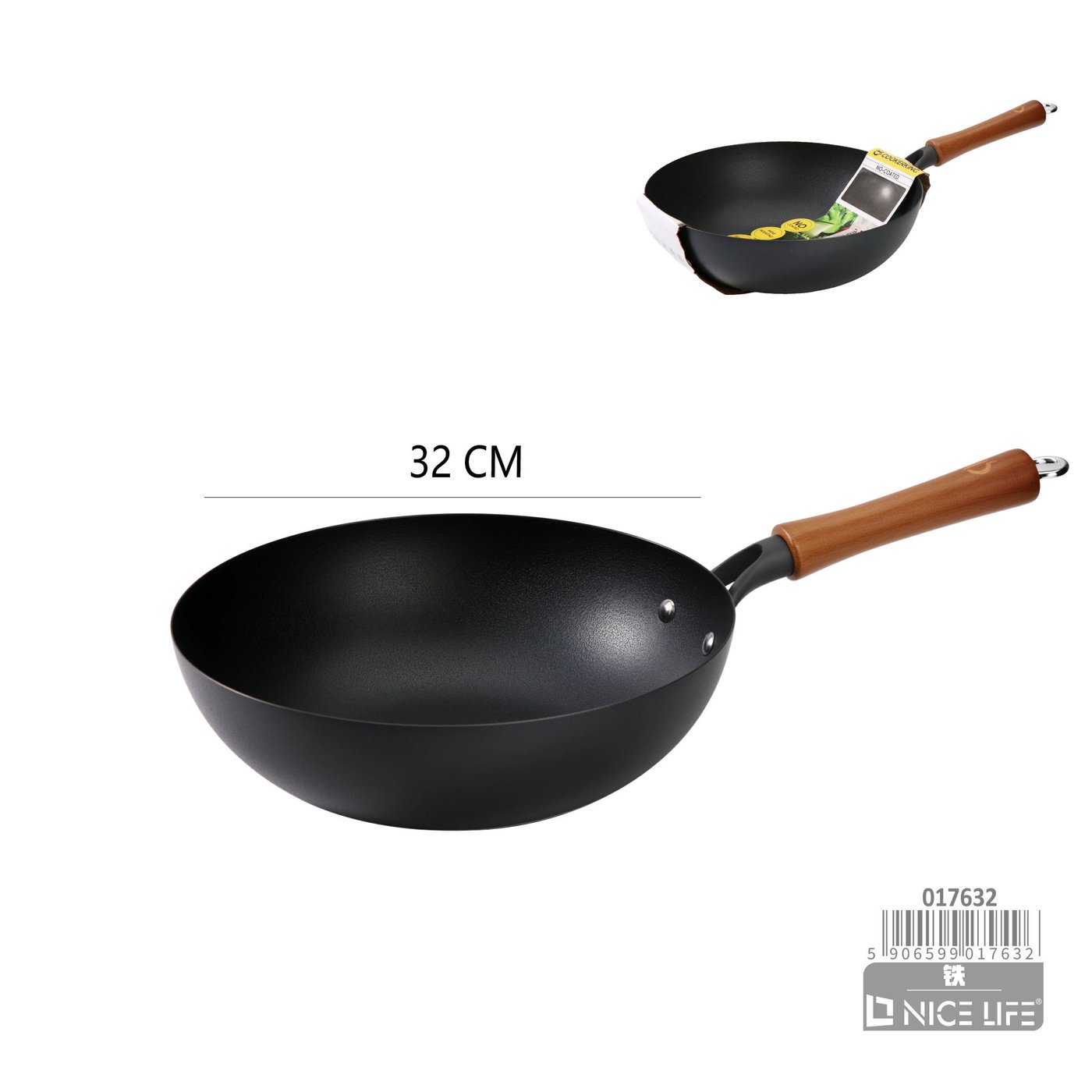 Wok żeliwny tradycyjny 32 cm