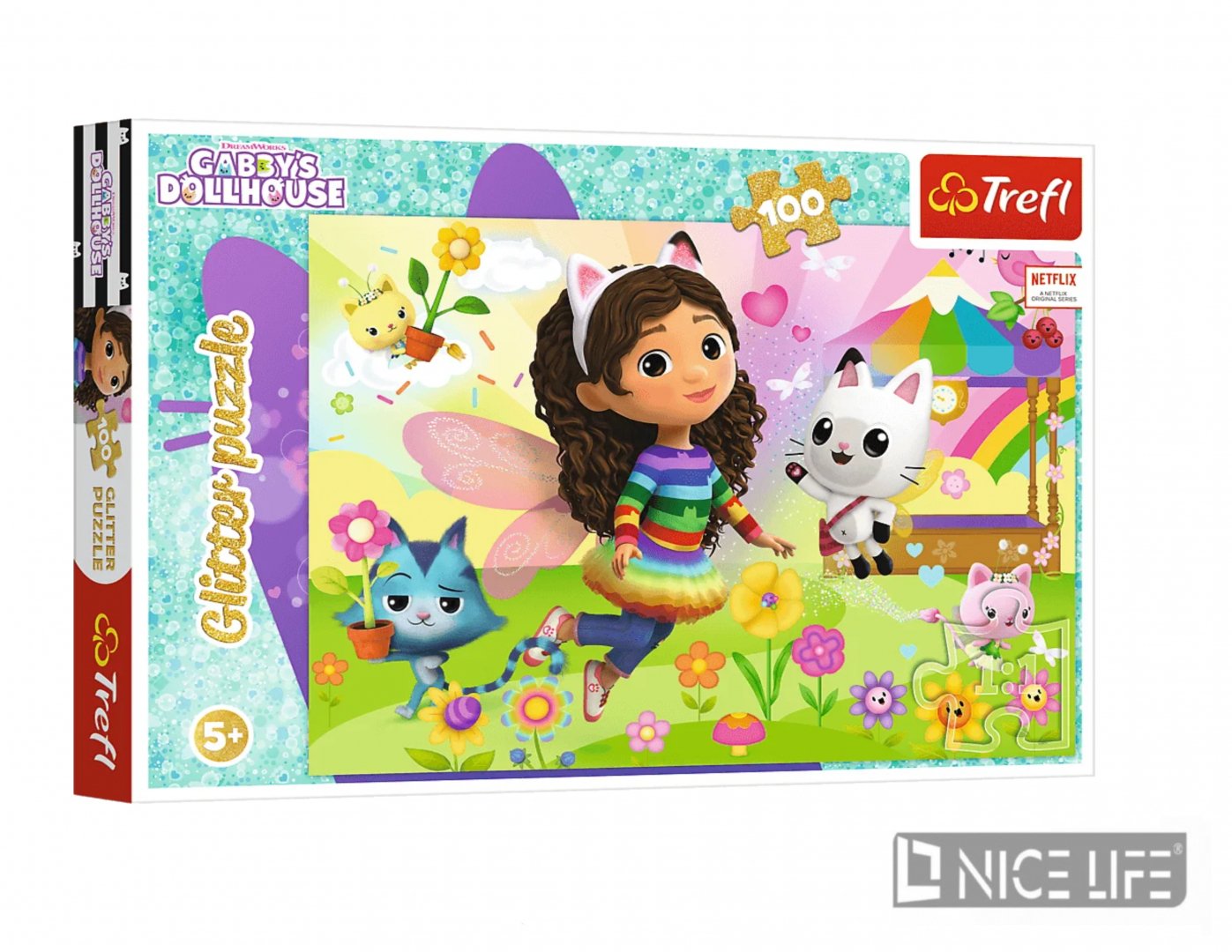 Puzzle z brokatem Gabby's Dollhouse 100 el. Brokatowa Gabby