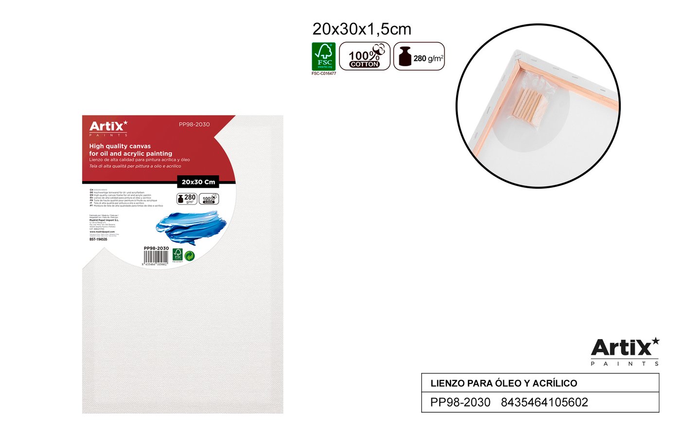Podobrazie 20X30X1.5 CM 280G/m2