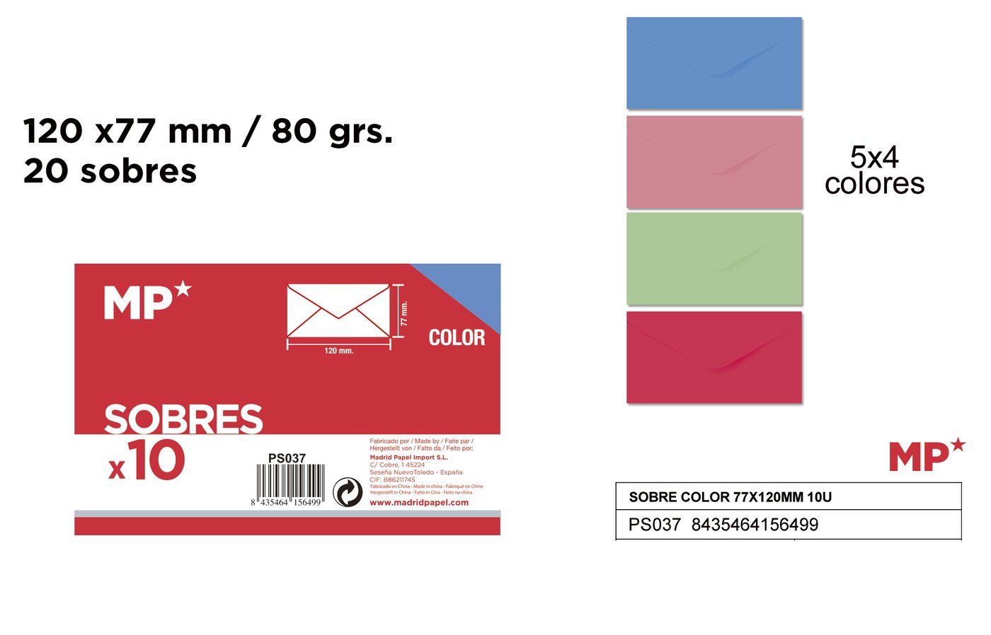 Koperta 77X120MM 10U