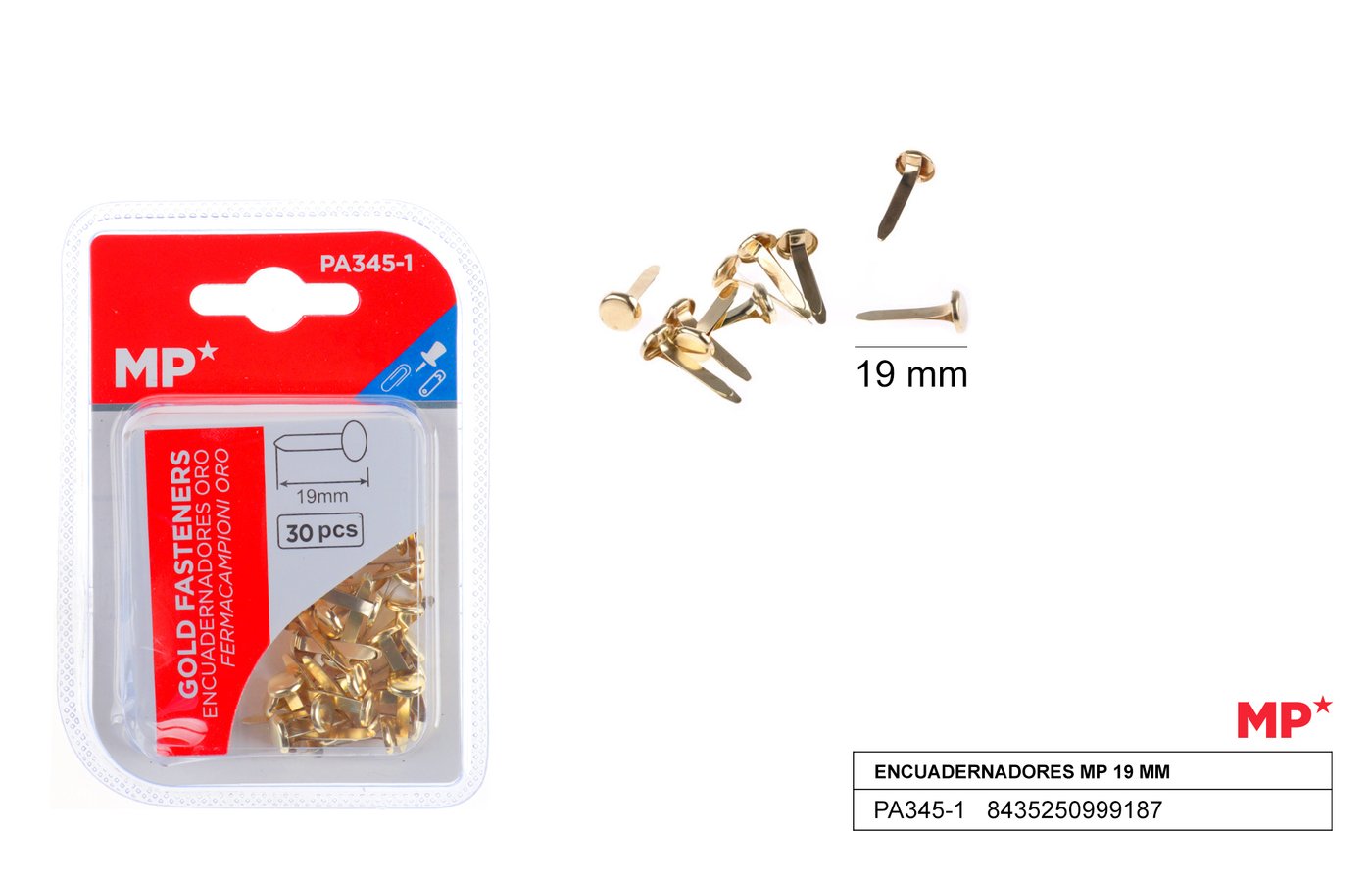 Ćwieki ozdobne złote 19mm x 30sztop. MP