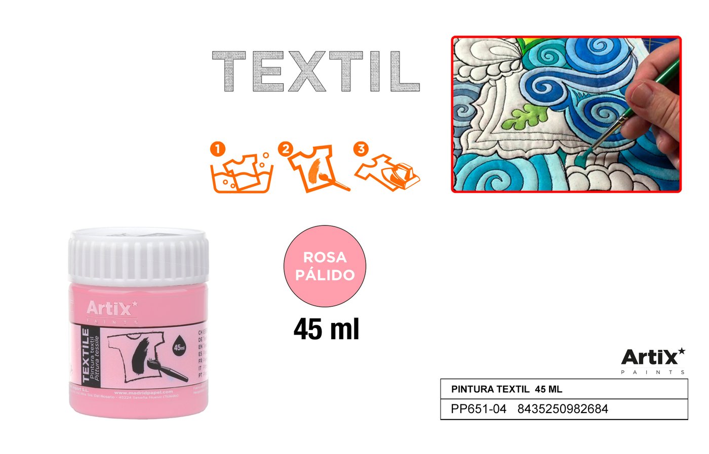 Farby do tkanin 45ml jasnorózowa ARTIX