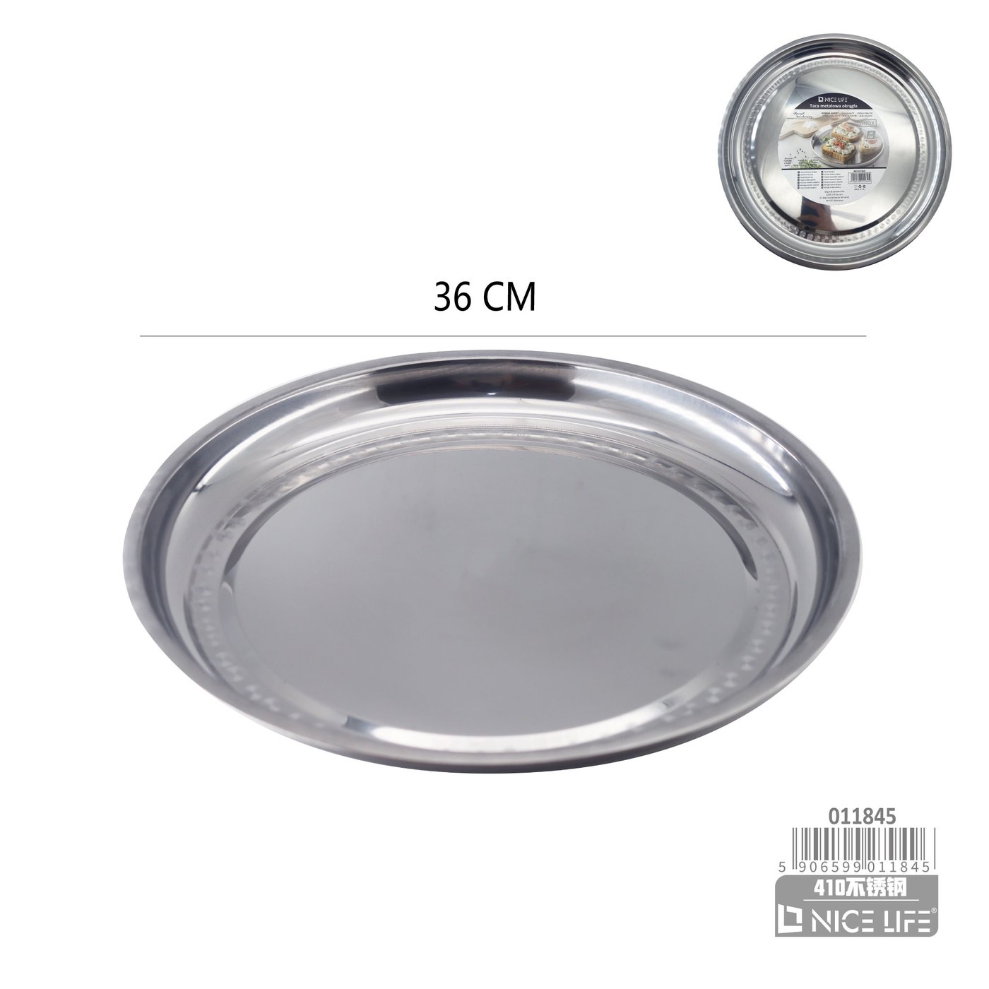 Taca metalowa okrągła 36 cm