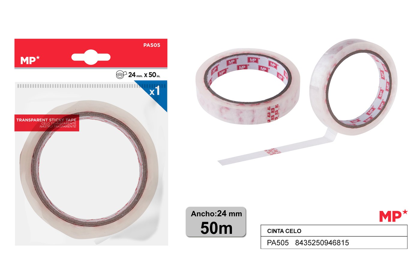 Taśma biurowa przezroczysta 24MM*50M