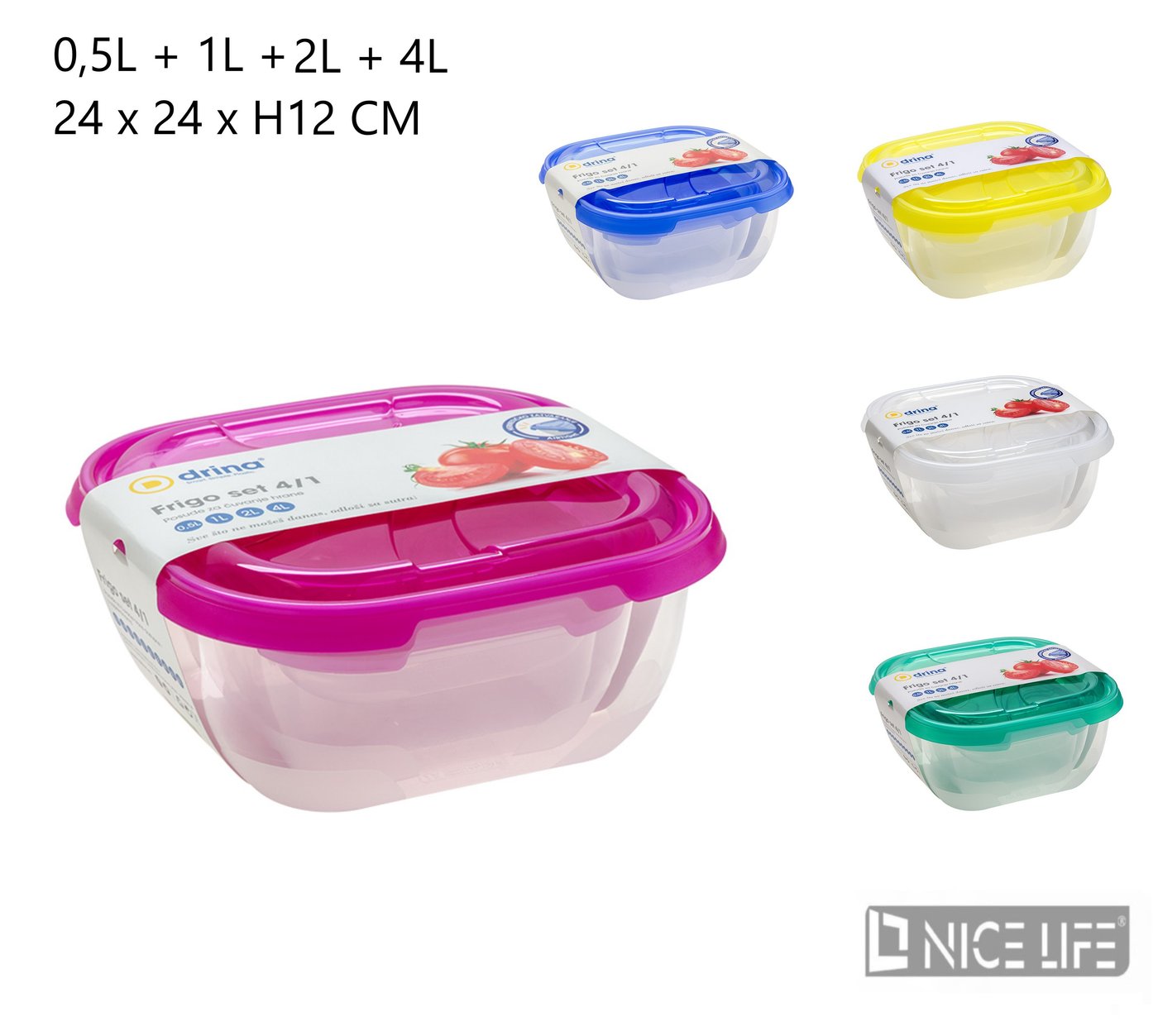 Zestaw pojemników do przechowywania żywności Frigo 4/1