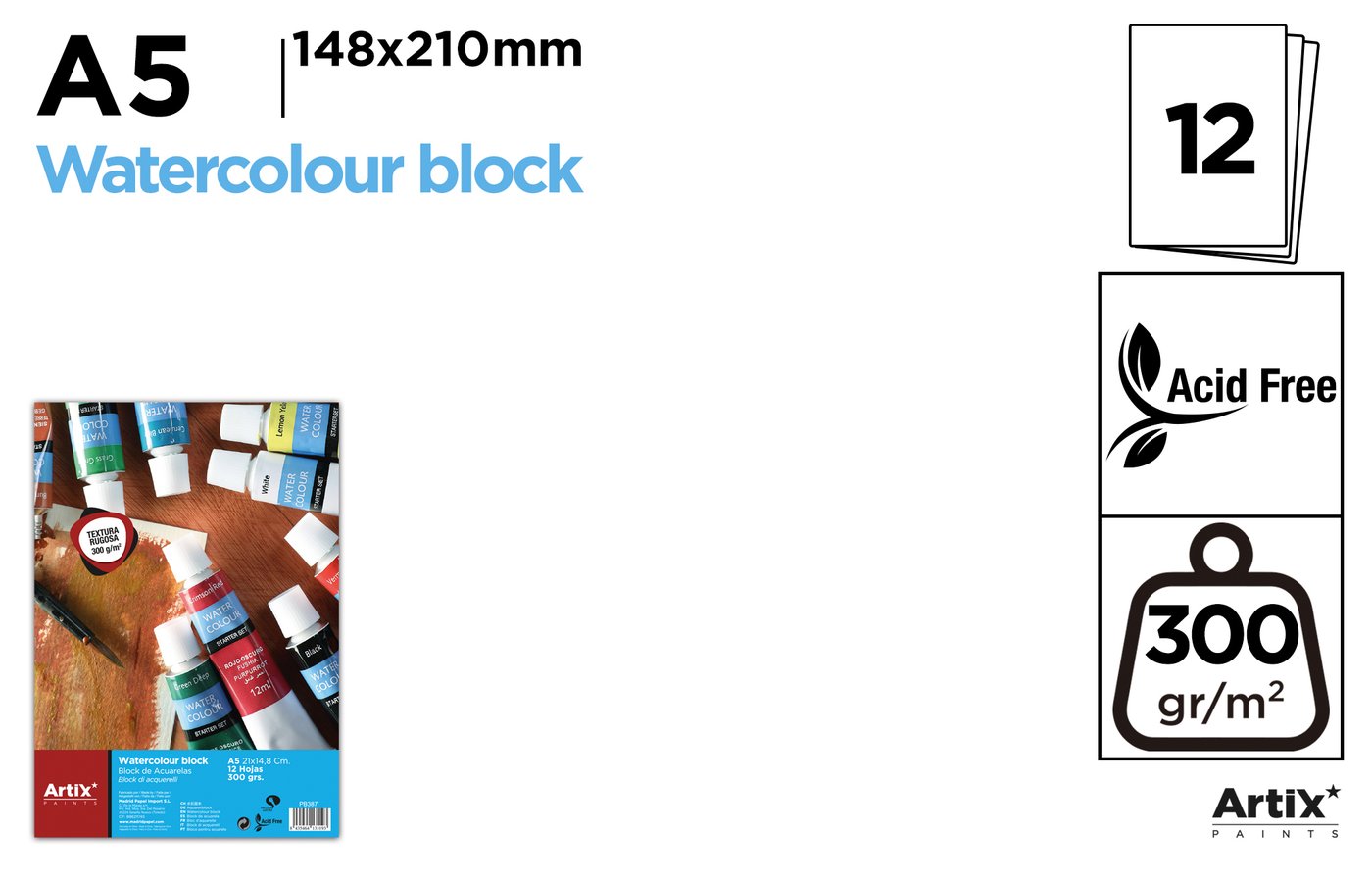 Blok do akwareli A3 30 ark. TEXTURA RUGOSA 300G