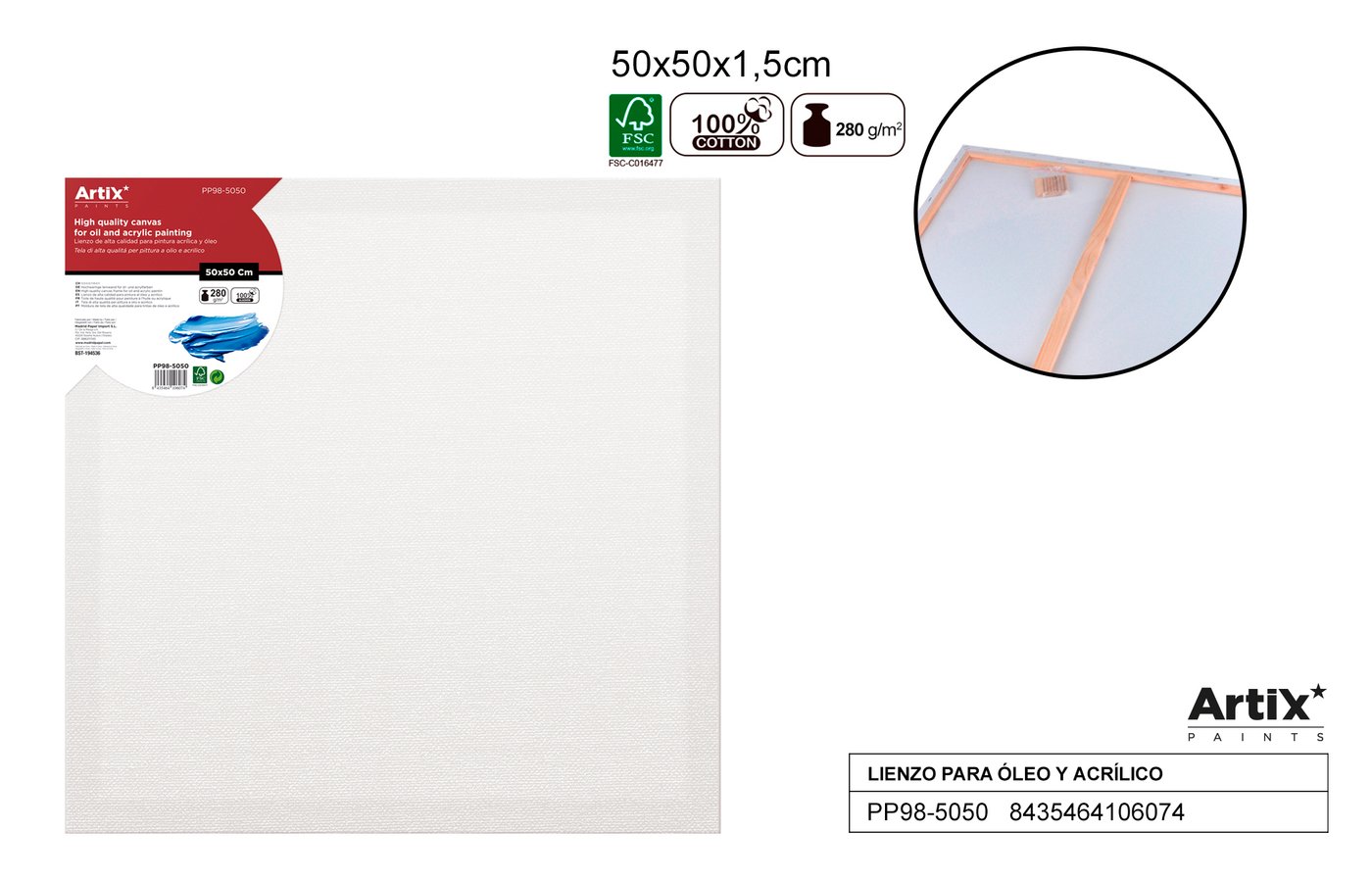 Podobrazie 50X50X1.5 CM 280G/m2