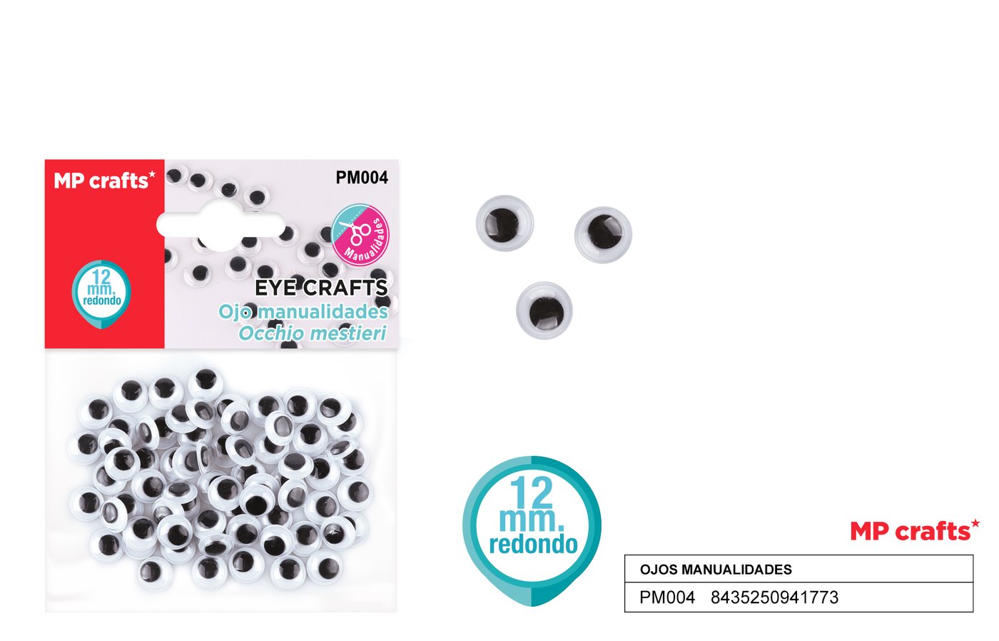Oczy do przyklejania (rzemiosło) 12 MM MP