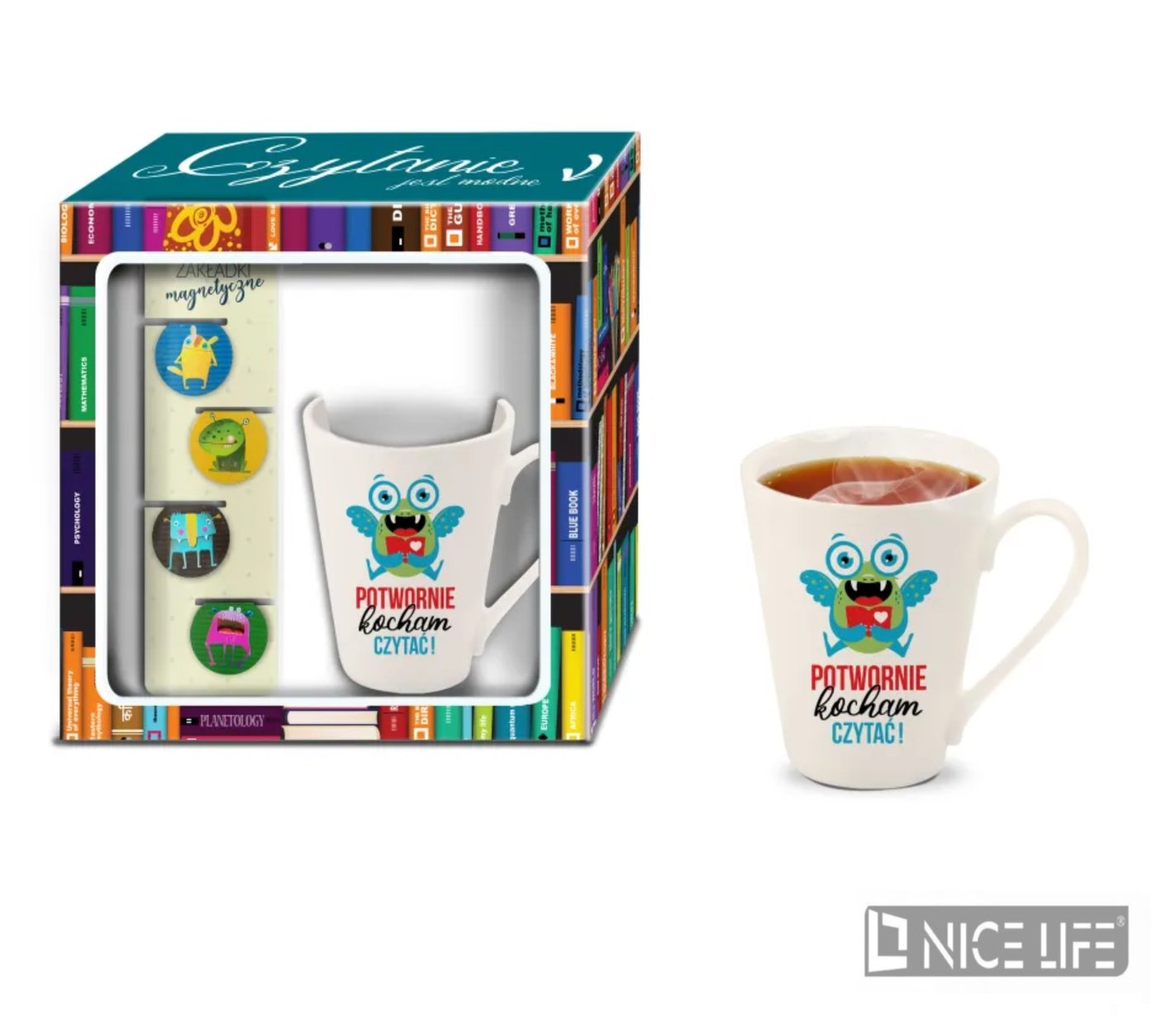Kubek NBC Skos 300ml plus zakładka - Potwornie kocham czytać