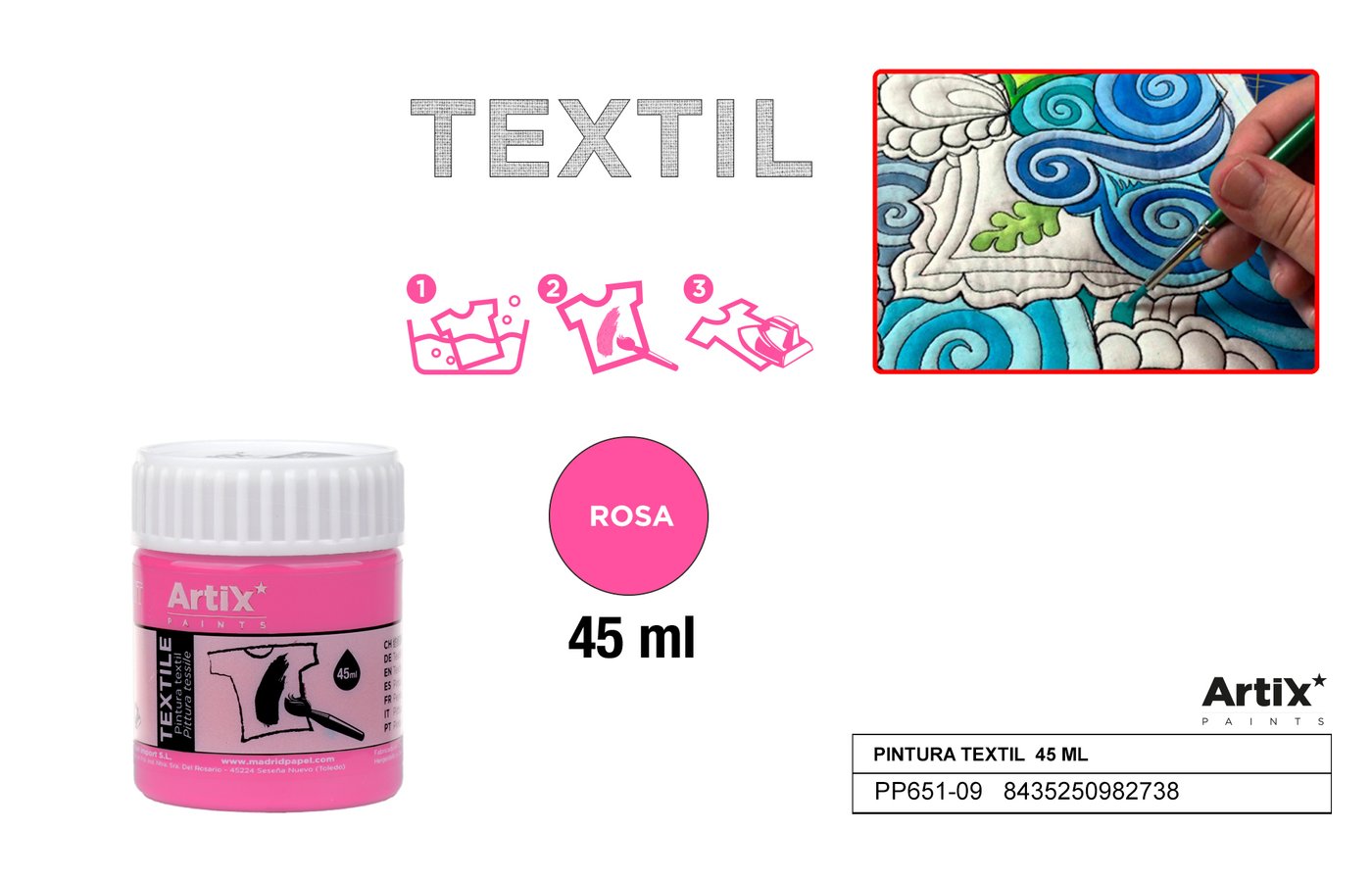 Farby do tkanin 45ml rózowa ARTIX