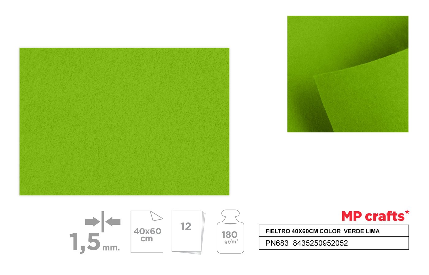 Filc dekoracyjny cytrynowy zielony 40X60CM