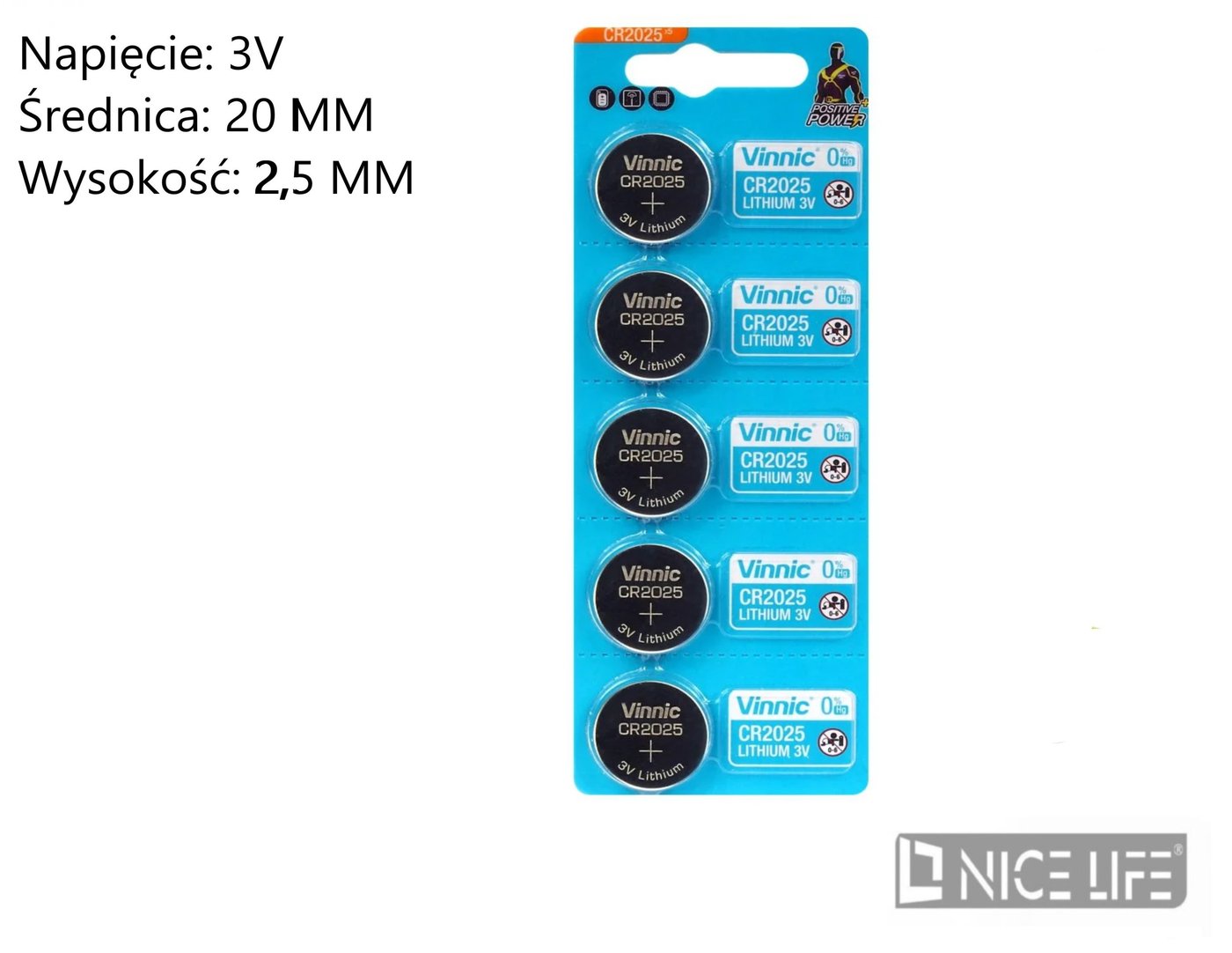 Bateria VINNIC CR2025 3V 5BP