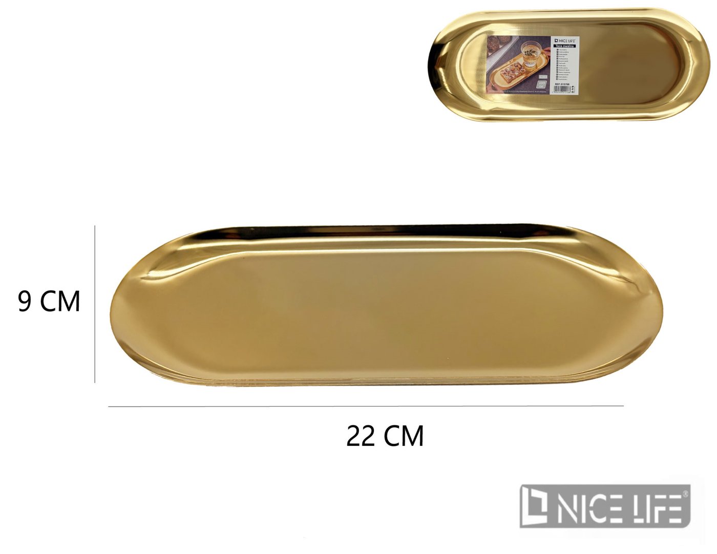 Taca owalna 22*9 cm złota
