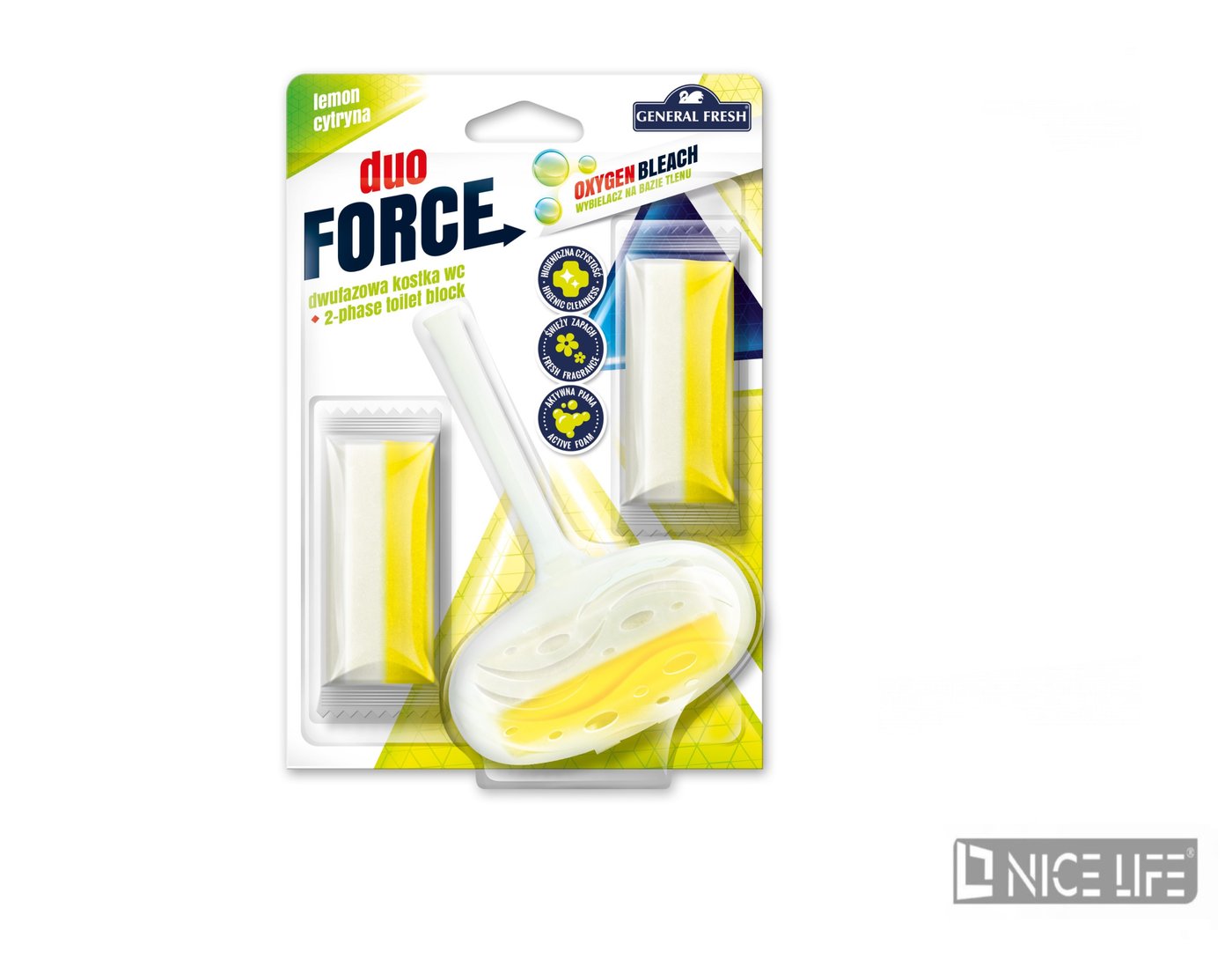 Kostka wc dwufazowa - Duo-Force PLUS 2x zapas CYTRYNA