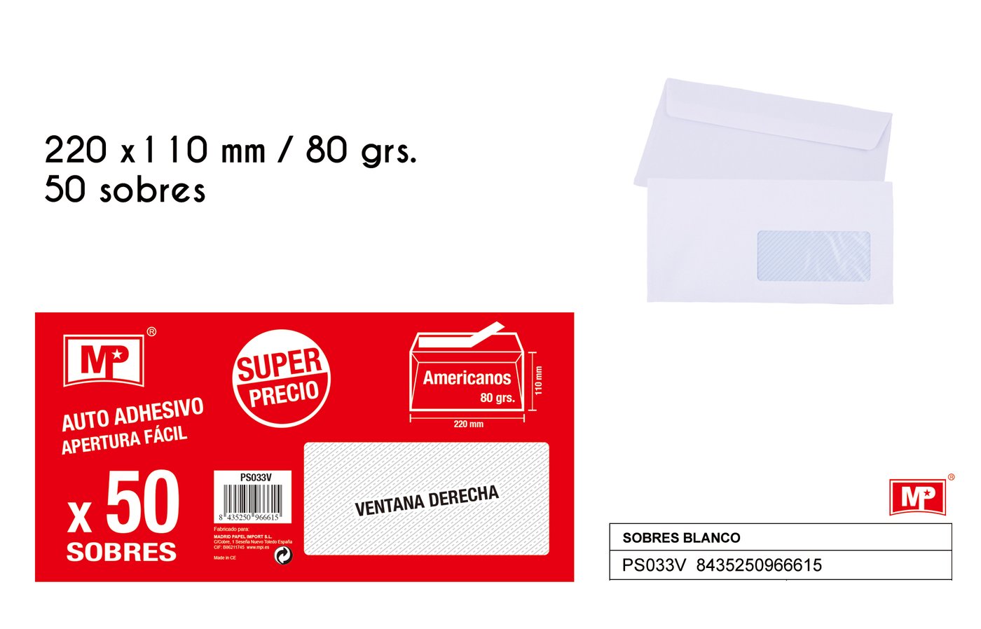 Koperta 220X110MM 50U