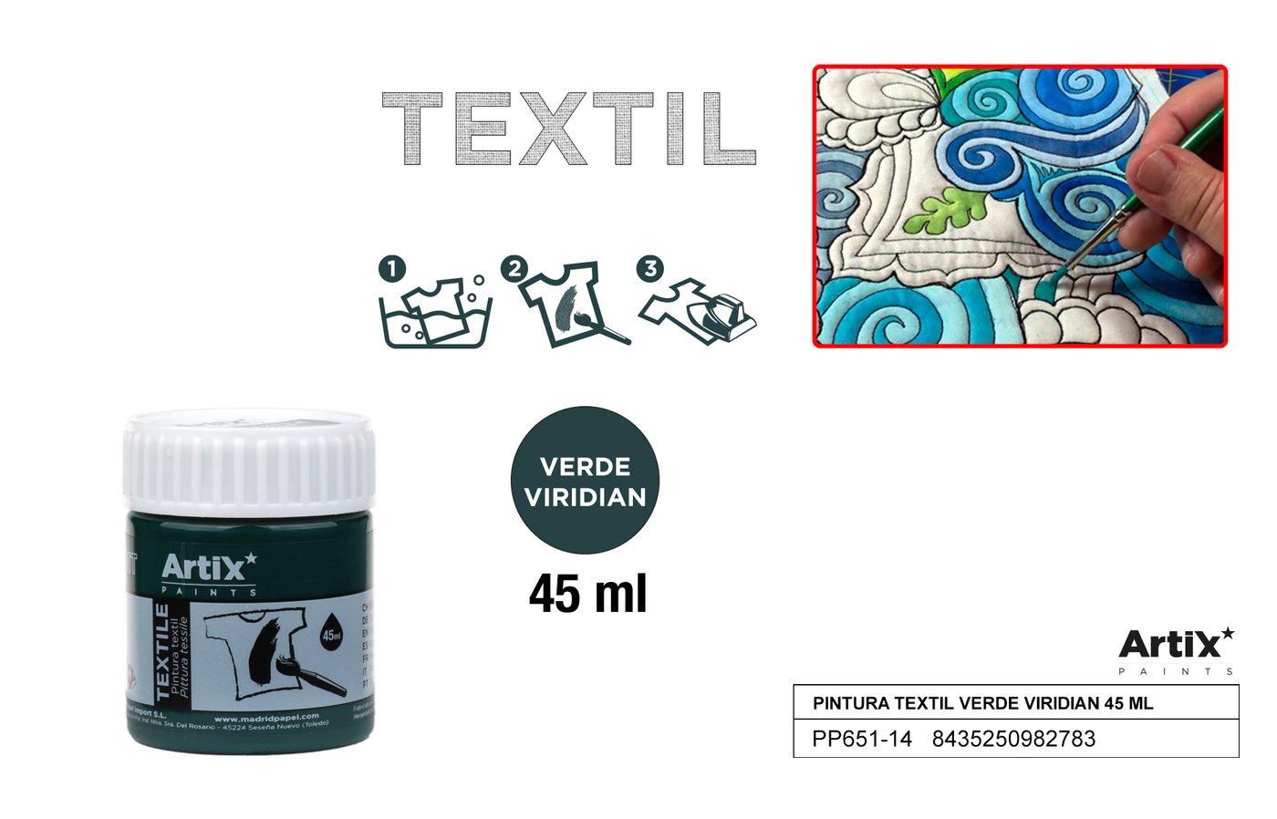 Farby do tkanin 45ml zielona viridian ARTIX