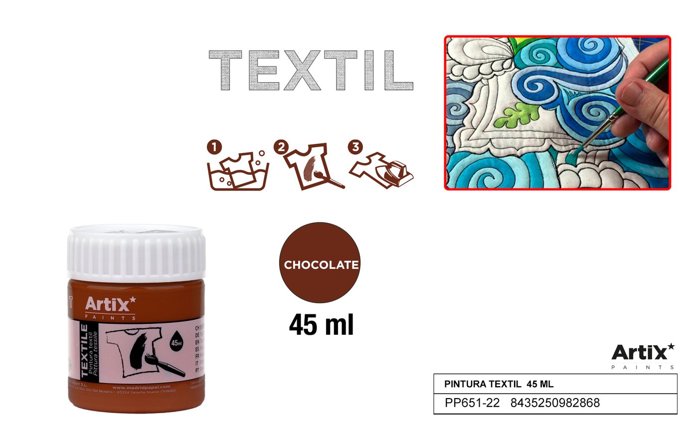 Farby do tkanin 45ml ziemia brunatna ARTIX