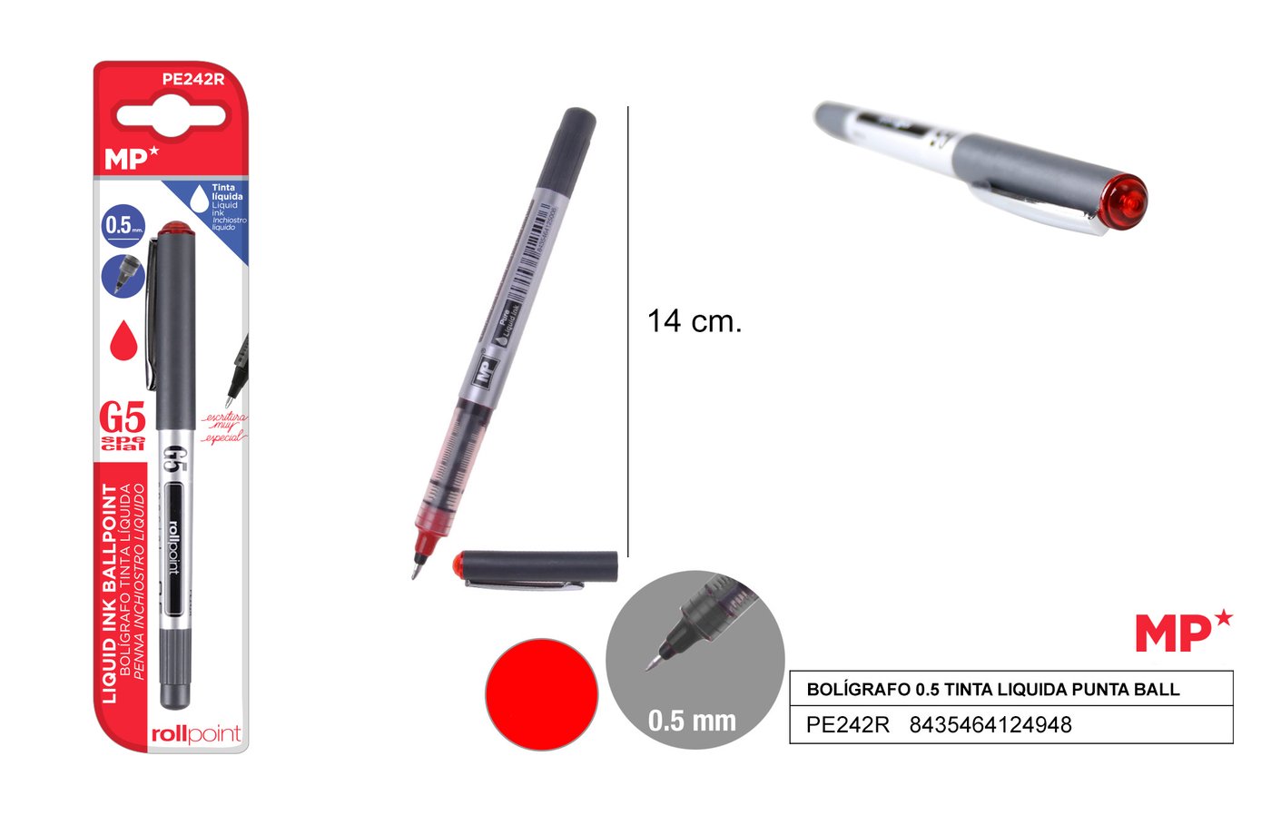 Cienkopis G5 0.5MM 3 sztopakowanie czerwony