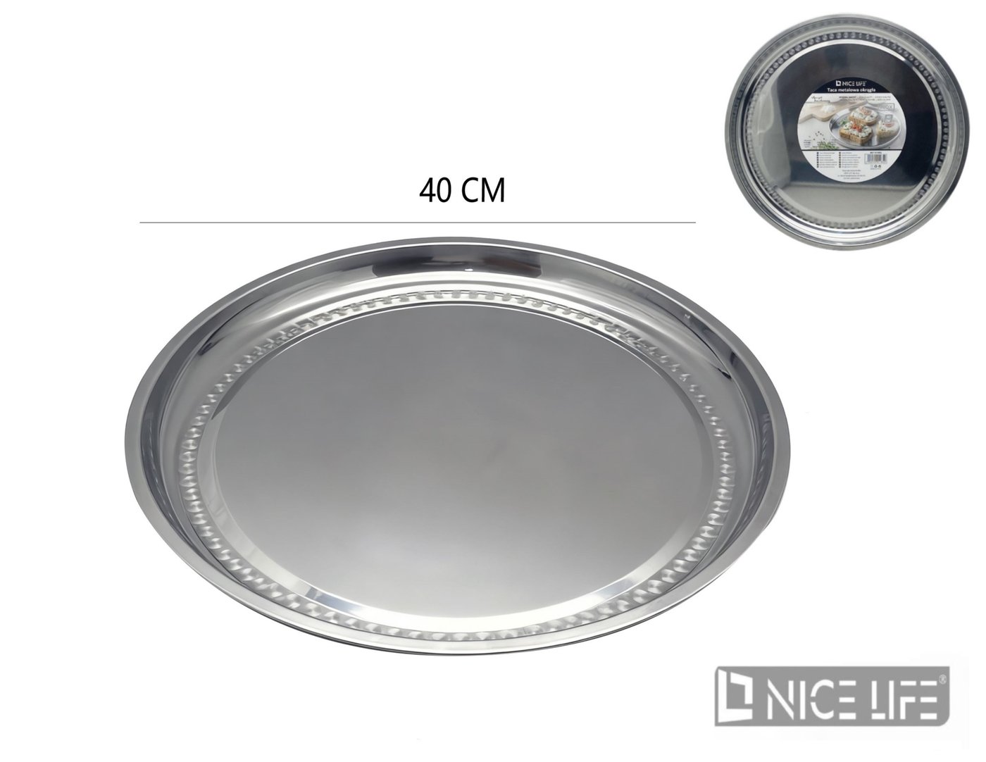 Taca metalowa okrągła 40 cm