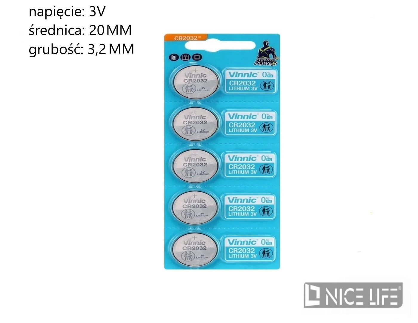 Bateria VINNIC CR-2032 3V 5BP