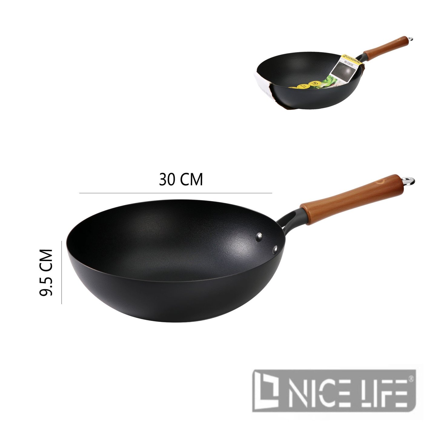 Wok żeliwny tradycyjny 30 cm