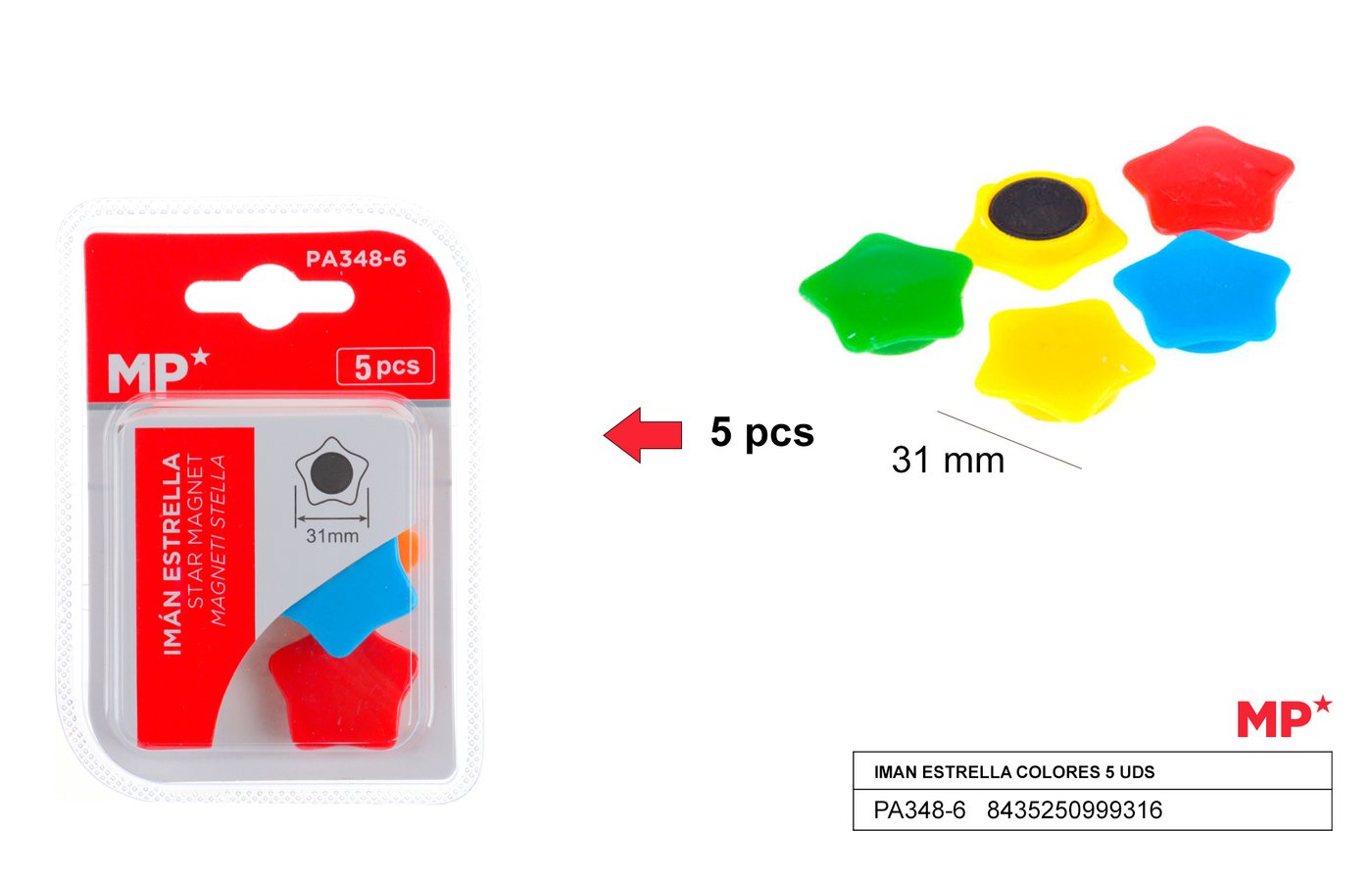 Magnesy gwiazdy kolorowe 4szt./opakowanie