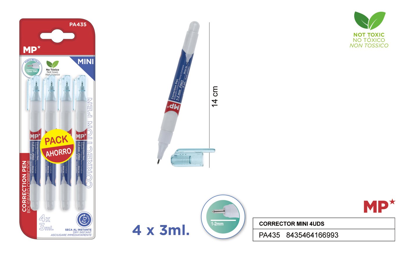 Korektor w długopisie 3ml 4 sztopakowanie