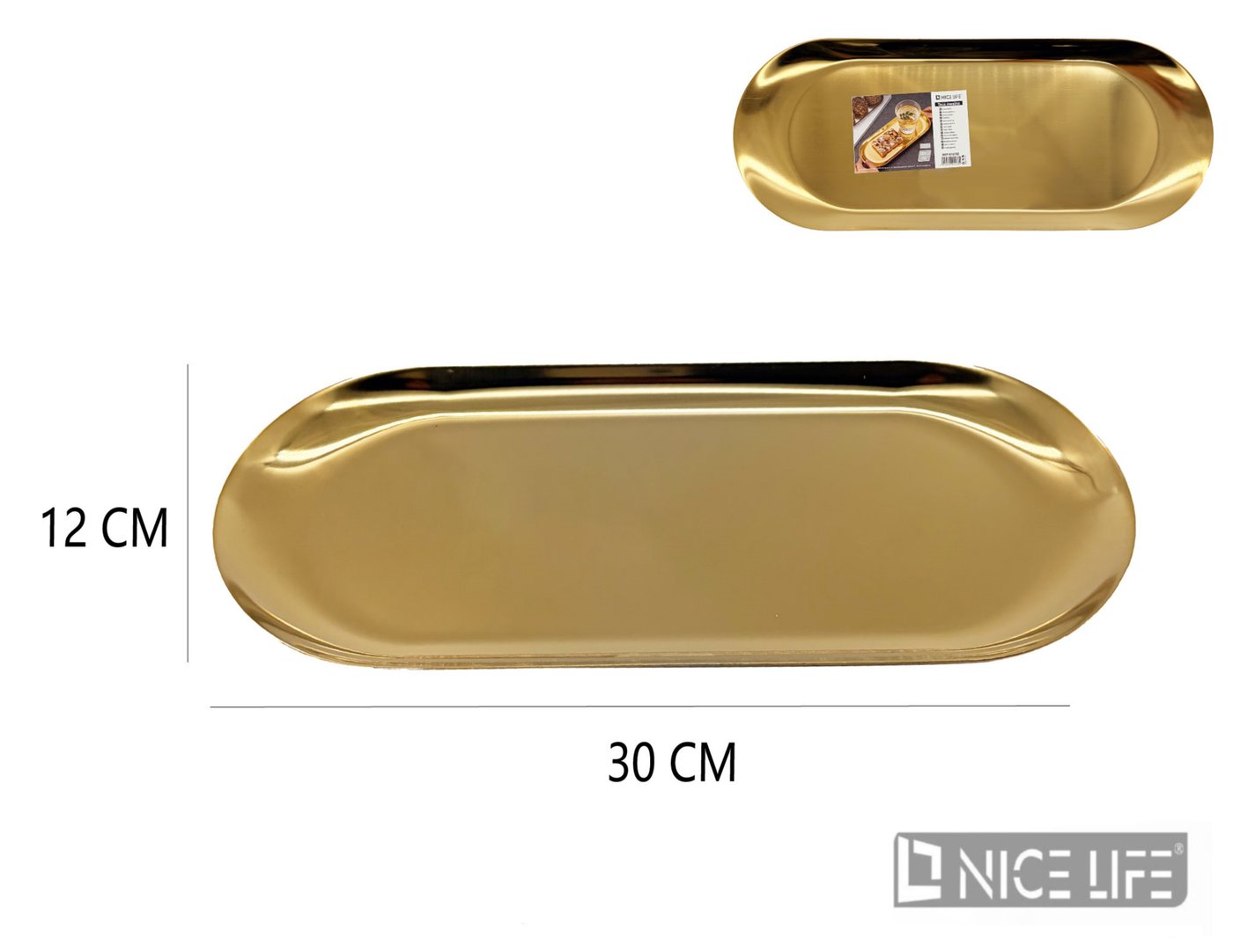 Taca owalna 30*12 cm złota