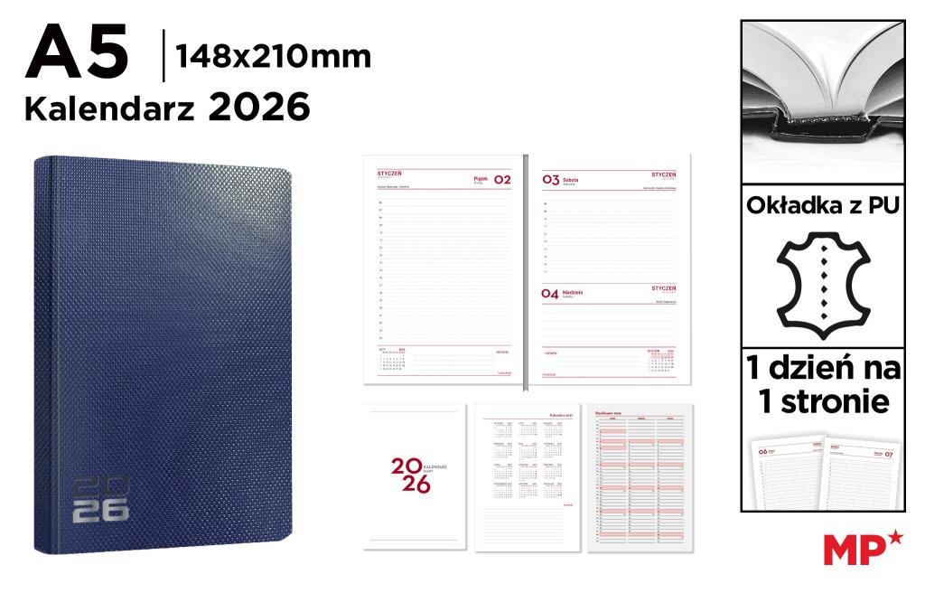 Kalendarz 2026 A5 niebieski