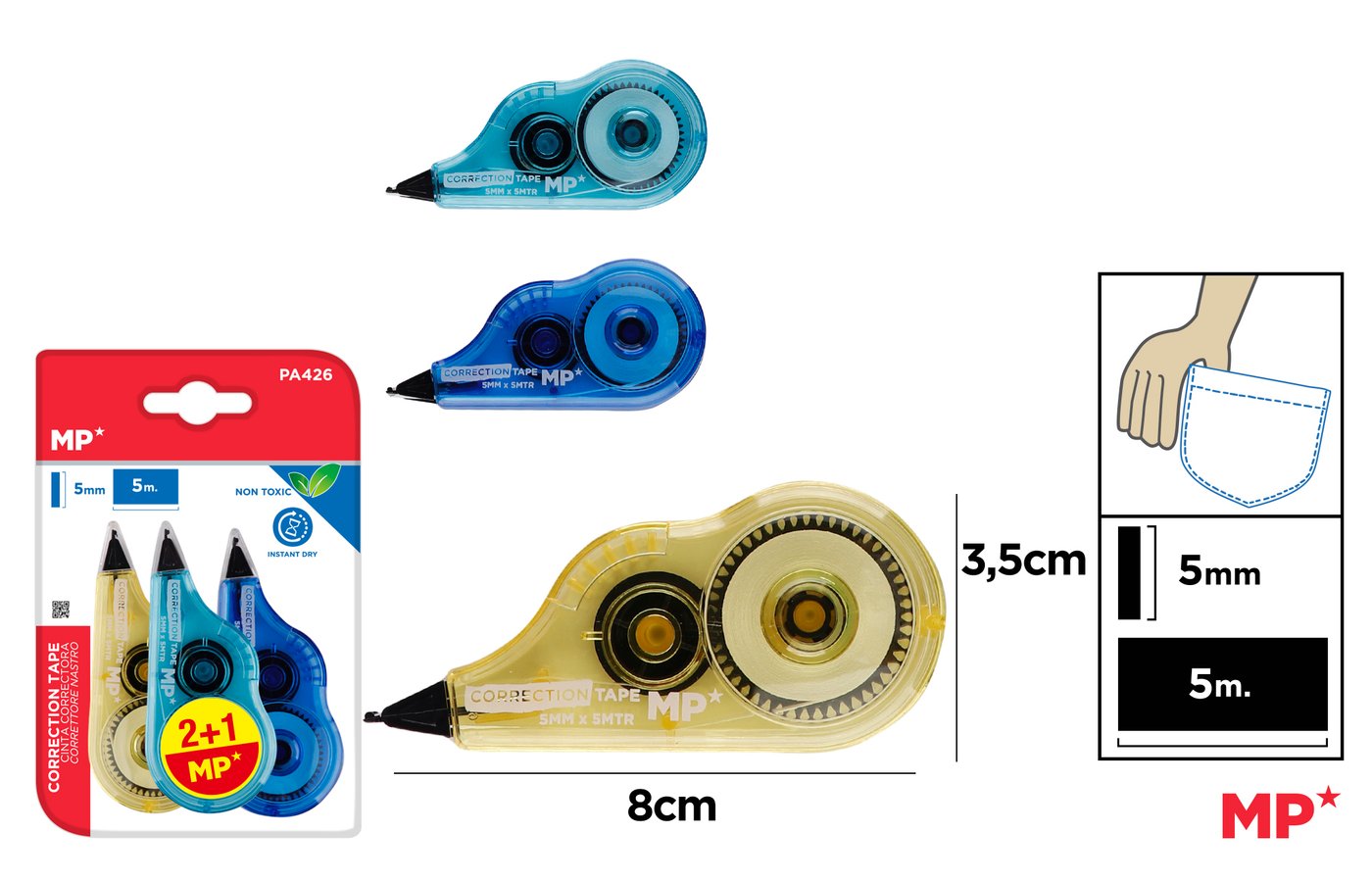 Korektor w taśmie MINI 5MM*5M 3sztopakowanie