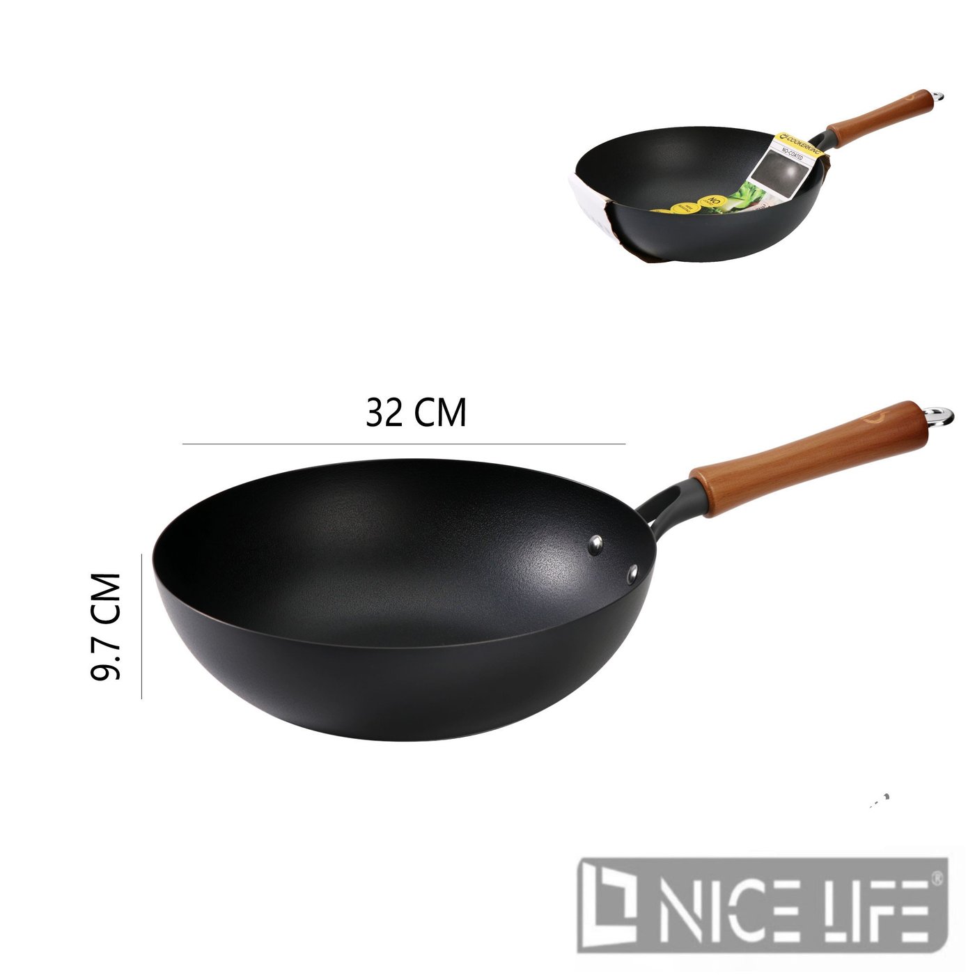 Wok żeliwny tradycyjny 32 cm