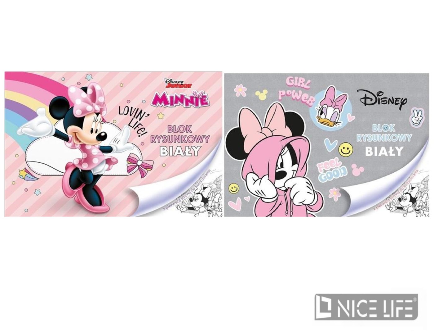 BLOK RYSUNKOWY BIAŁY A4/20k. z pierwszą stroną do kolorowania MINNIE MOUSE