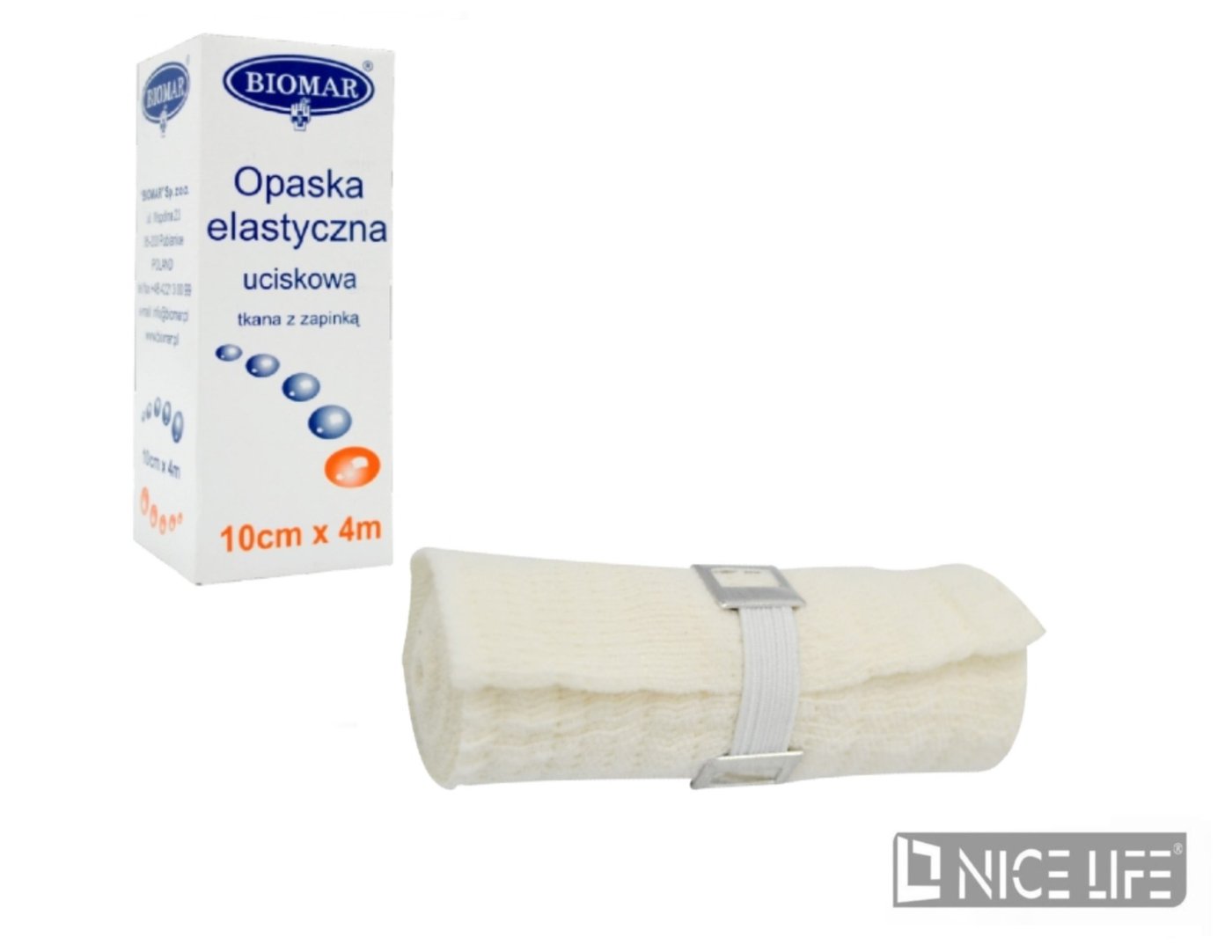 Opaska elastyczna z zapinką Biomar 10cm x 4m