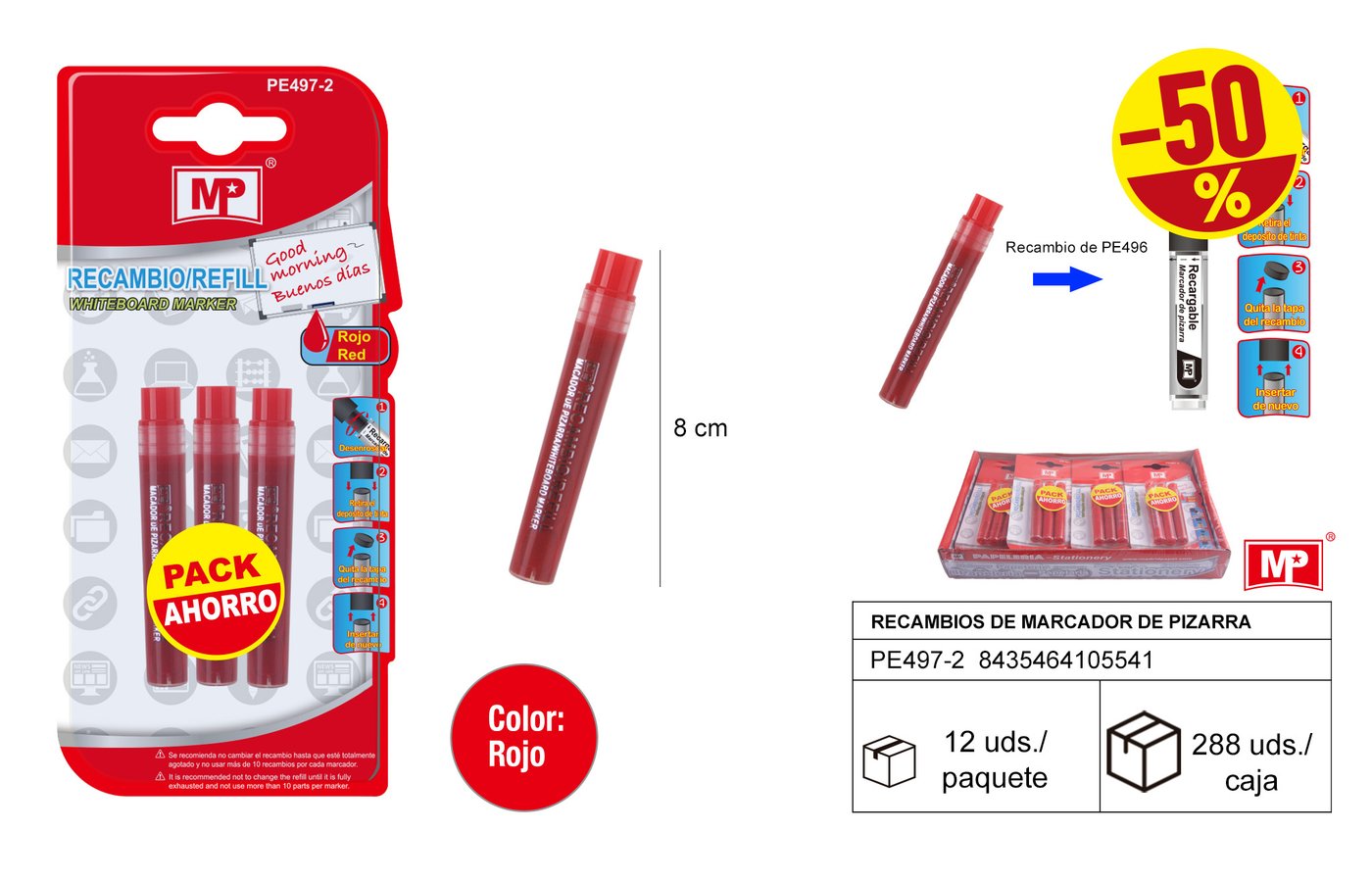 Wkłady do czerwonego markera do tablicy