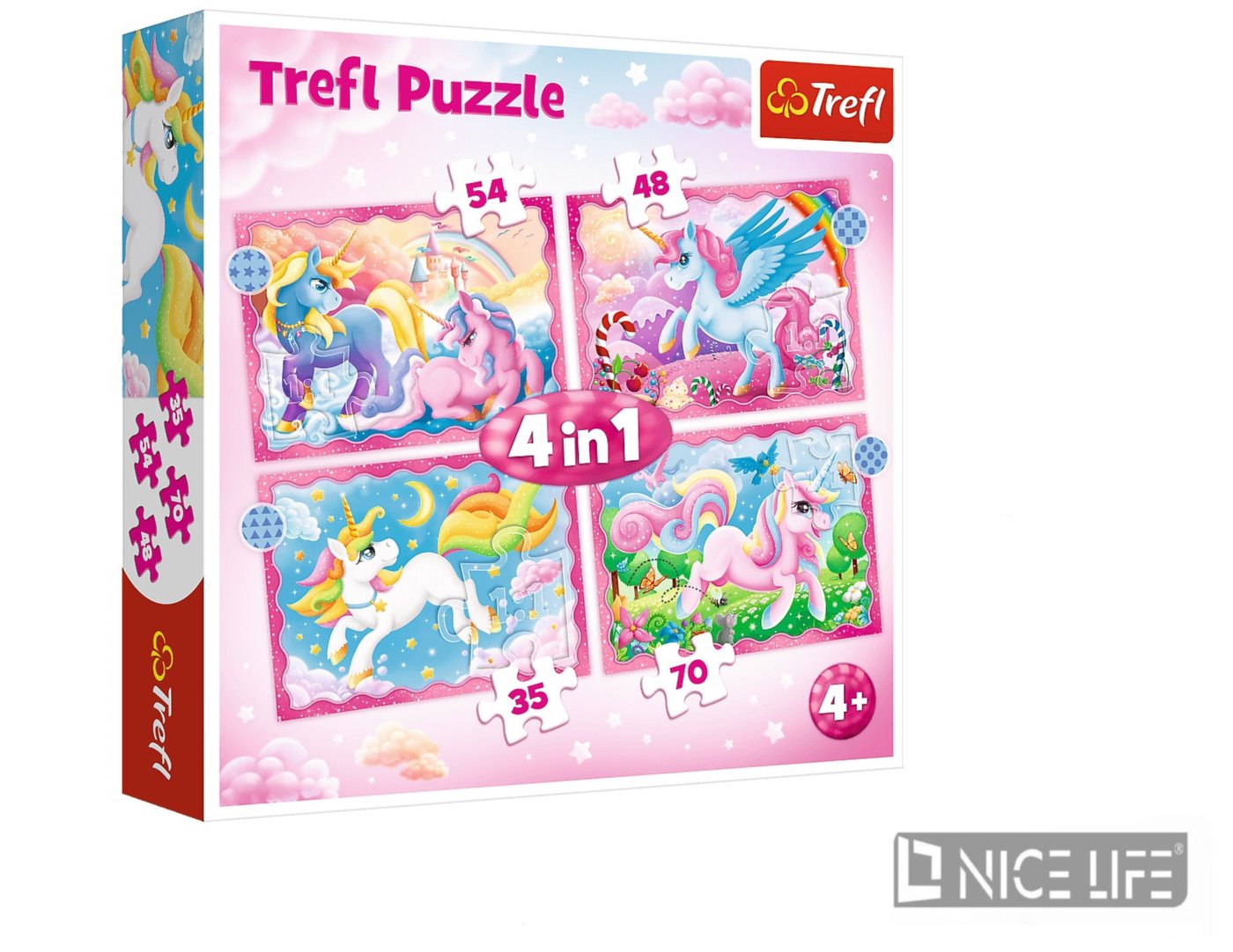 PUZZLE 4W1 Jednorożce i magia