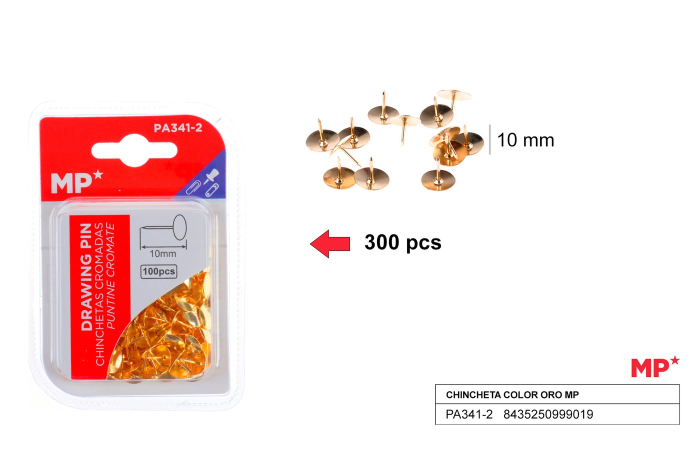 Pinezki złote 100 sztopakowanie