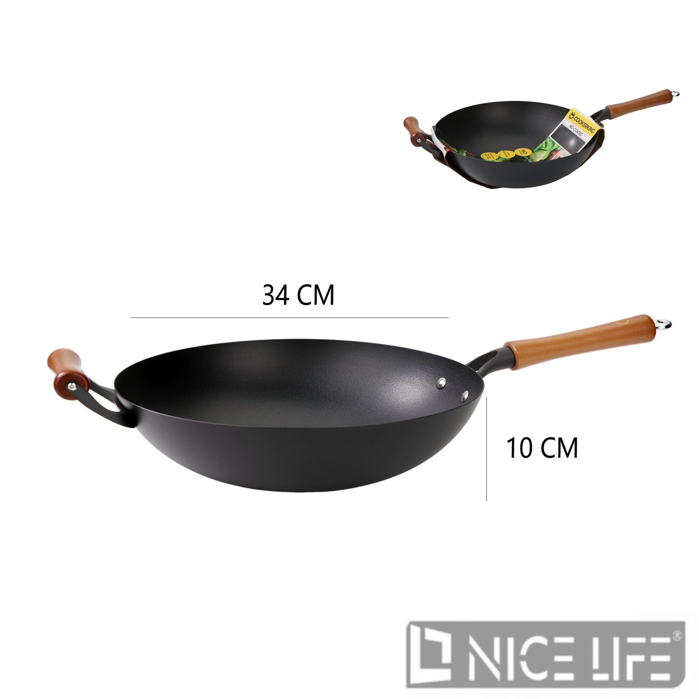 Wok żeliwny tradycyjny 34 cm