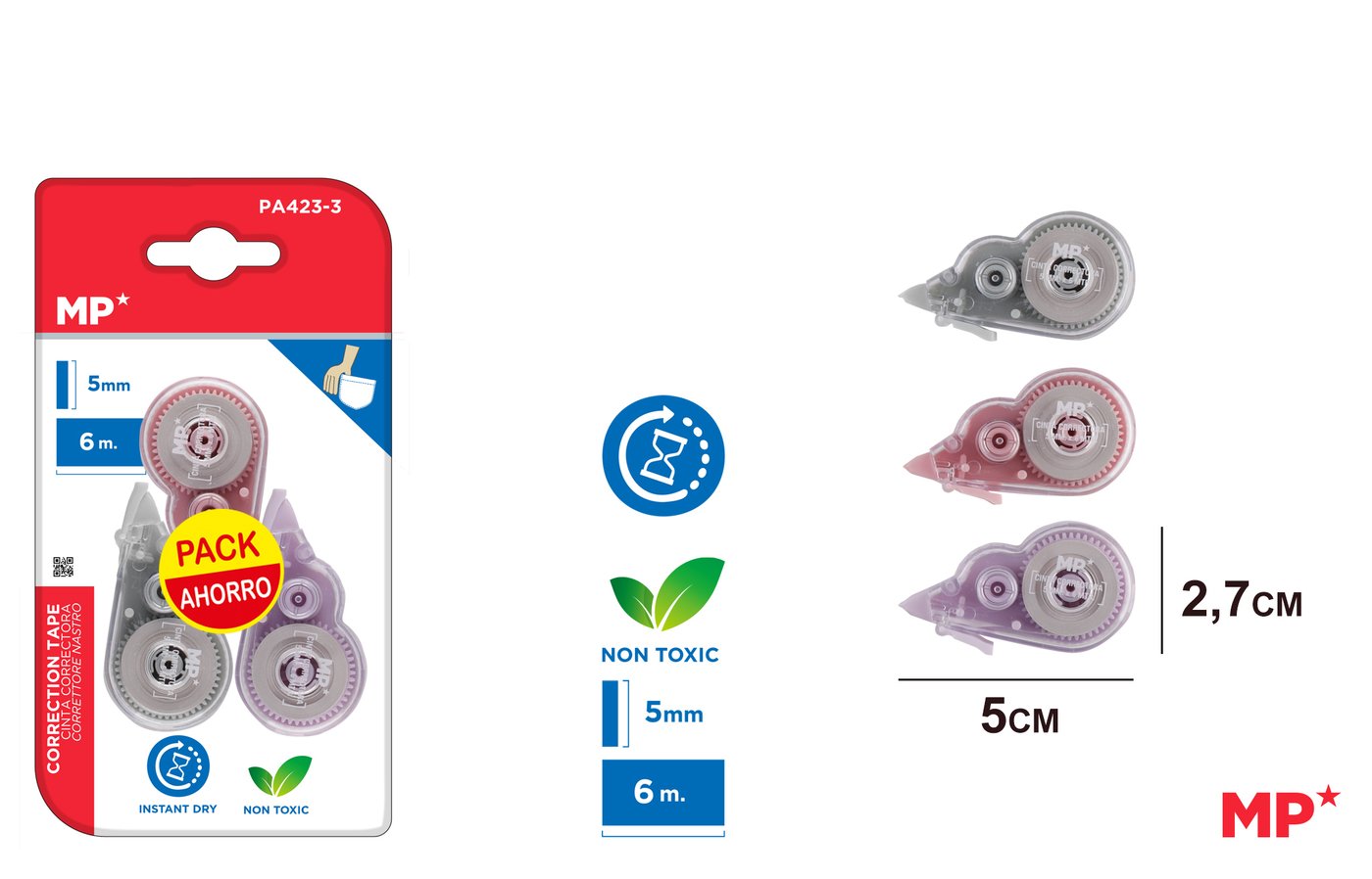 Korektor w taśmie MINI 5MM*6M 3sztopakowanie MP