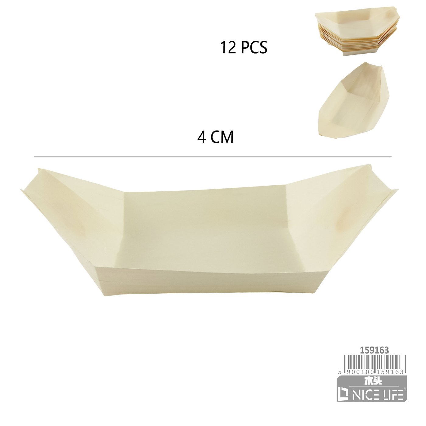 4-calowa Drewniana łódka 12 szt